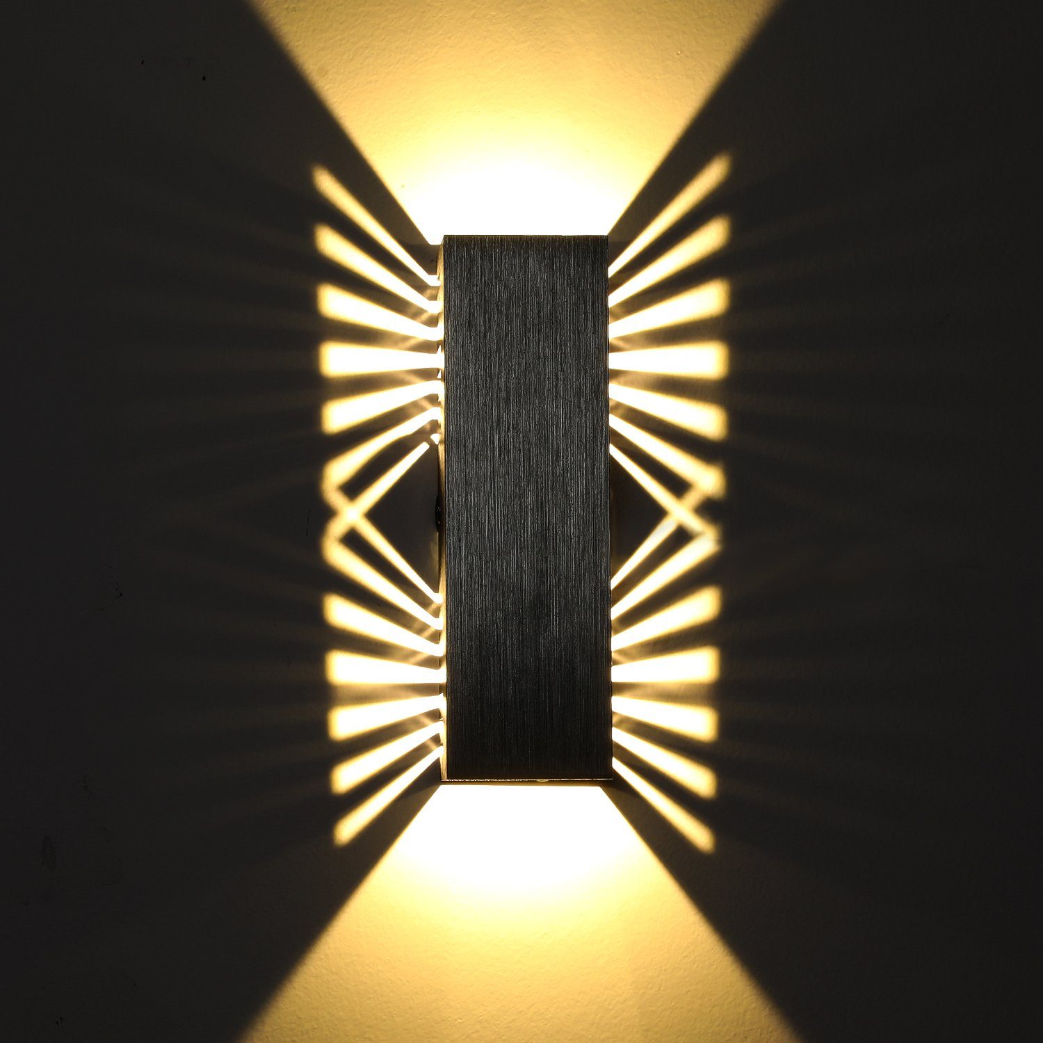 oyajia Wandleuchte 6W LED Wandleuchte indirekte Beleuchtung mit Schatteneffekt, Schwarz, LED fest integriert, Warmweiß, Up & Down Licht, Wandlampe aus Aluminium, Wohnzimmerbeleuchtung 1 Stück