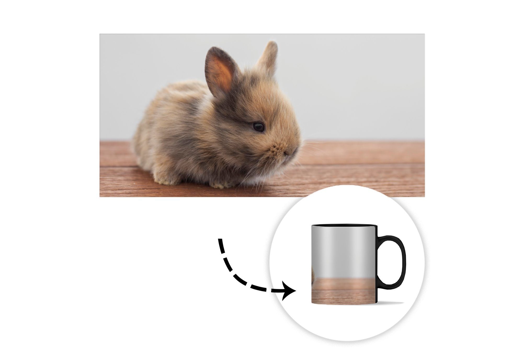 Kaninchen MuchoWow Teetasse, Kaffeetassen, Geschenk Keramik, - - Farbwechsel, Holz, Zaubertasse, Tasse Baby