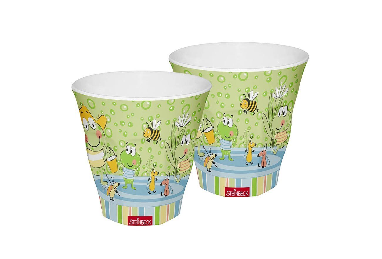 Geda Labels GmbH Kindergeschirr-Set Steinbeck Hops 2er Set (2-tlg), Melamin, Grün, 300ml, 2er Set