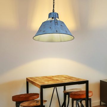 etc-shop Deckenleuchte, Leuchtmittel inklusive, Warmweiß, Decken Pendel Lampe Wohn Zimmer Industrie Design Hänge Leuchte blau im