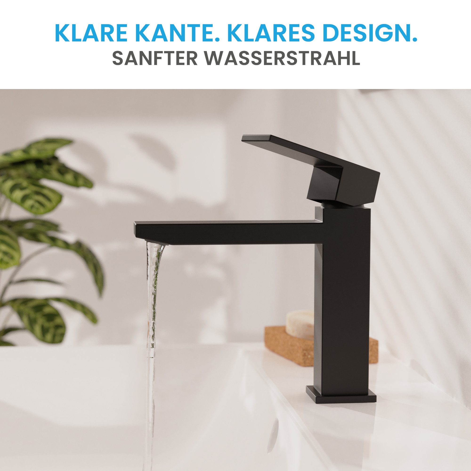 Bächlein Badarmatur Elegante Badarmatur Imatra (17,2cm, Schwarz-matt) hochwertiger Wasserhahn im minimalistischen Design – Bild 4 von 5