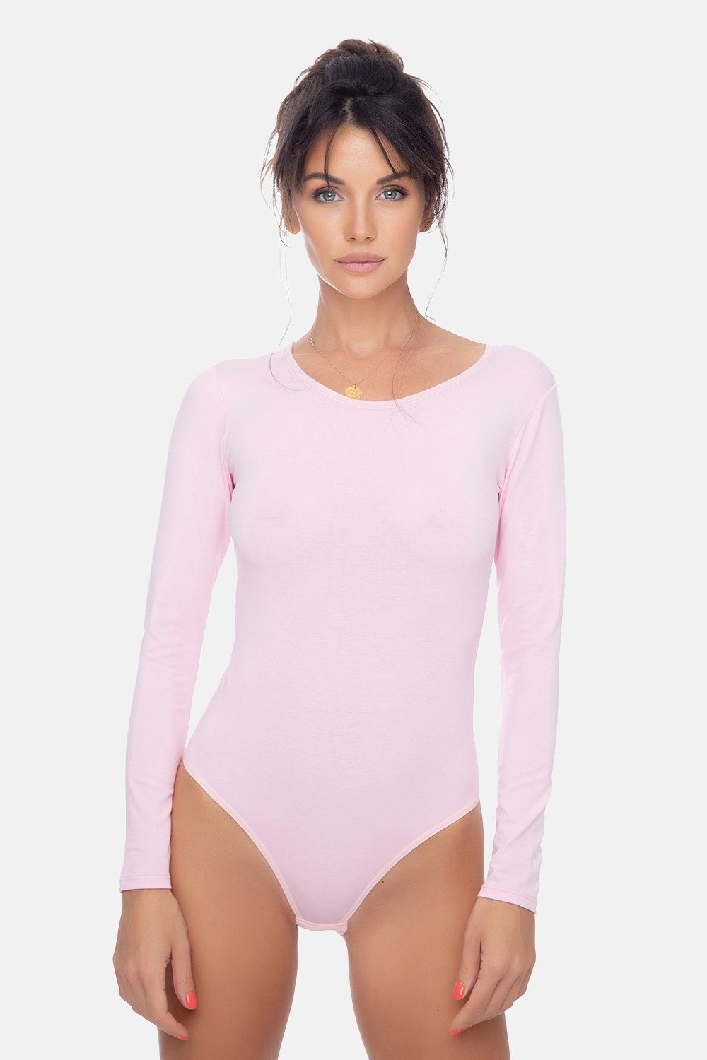 Evoni Body für Damen Langarm Blusenbody mit Rundhals