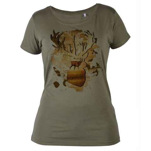 Tini - Shirts T-Shirt Jäger / Jagd / Hirsch Damenshirt hochwertiges Damenshirt aus weichem Baumwollstoff, Motiv: Hirsch