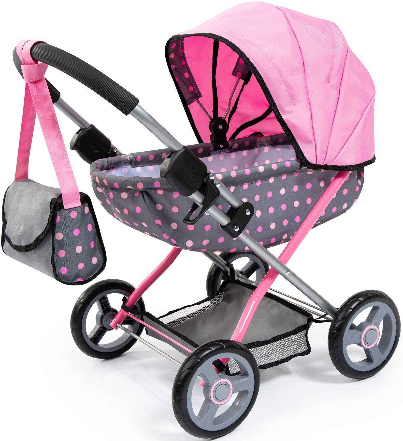 Image of Bayer Puppenwagen »Cosy, grau/rosa«, mit Wickeltasche