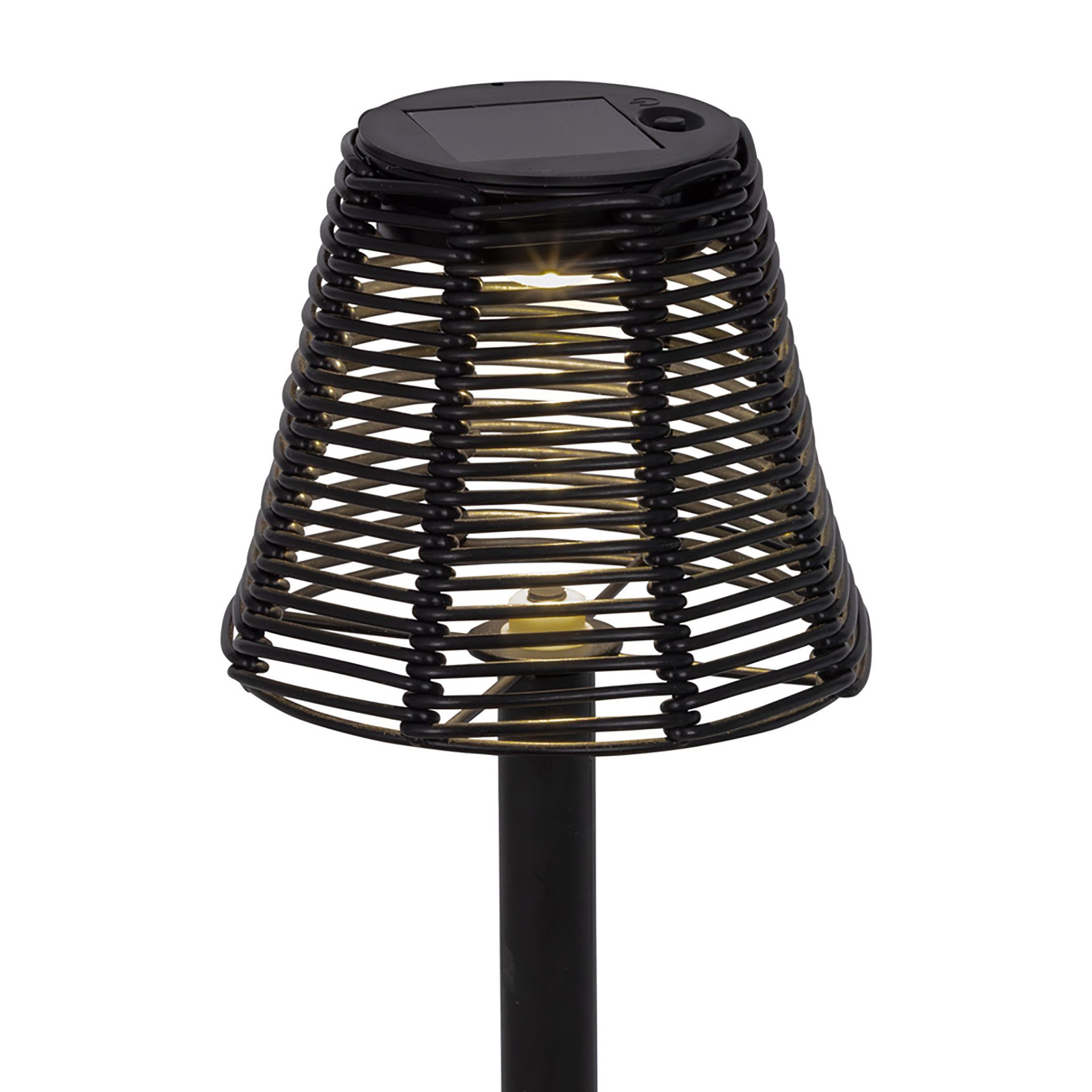 Lumineo LED Solarleuchte, Dauerlicht, warmweiß, Solar LED Außenleuchte 30cm Metall Schwarz / Warmweiß