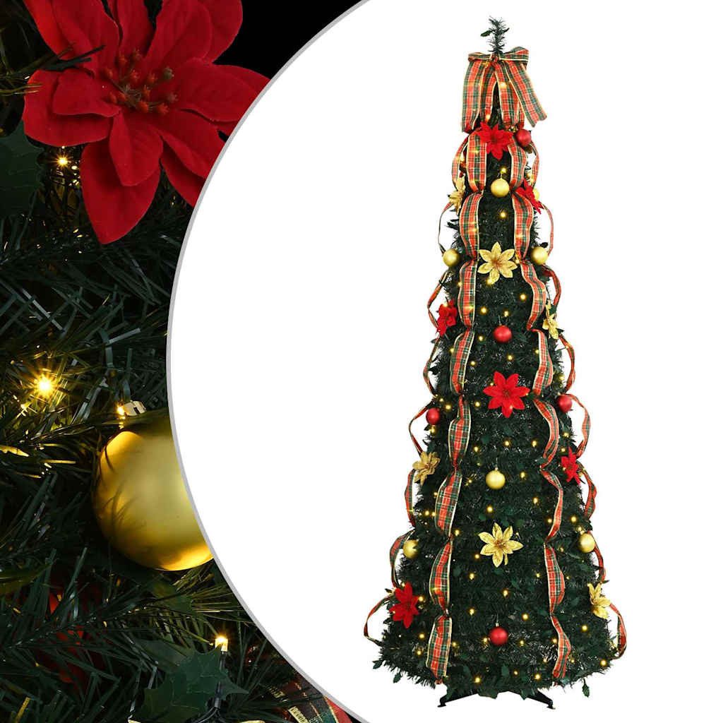 vidaXL LED Baum Künstlicher Weihnachtsbaum mit 150 LEDs Grün 185 cm PVC