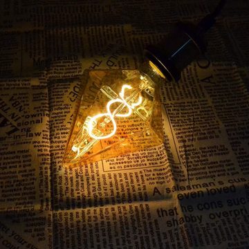 ZMH LED-Leuchtmittel LED Glühbirne E27 4W Vintage Deko Kreative Rative Warmweiß 2200K, E27, 3 St., Warmweiß, Filament Leuchtmittel Rautenförmige Beleuchtung für Weihnachten