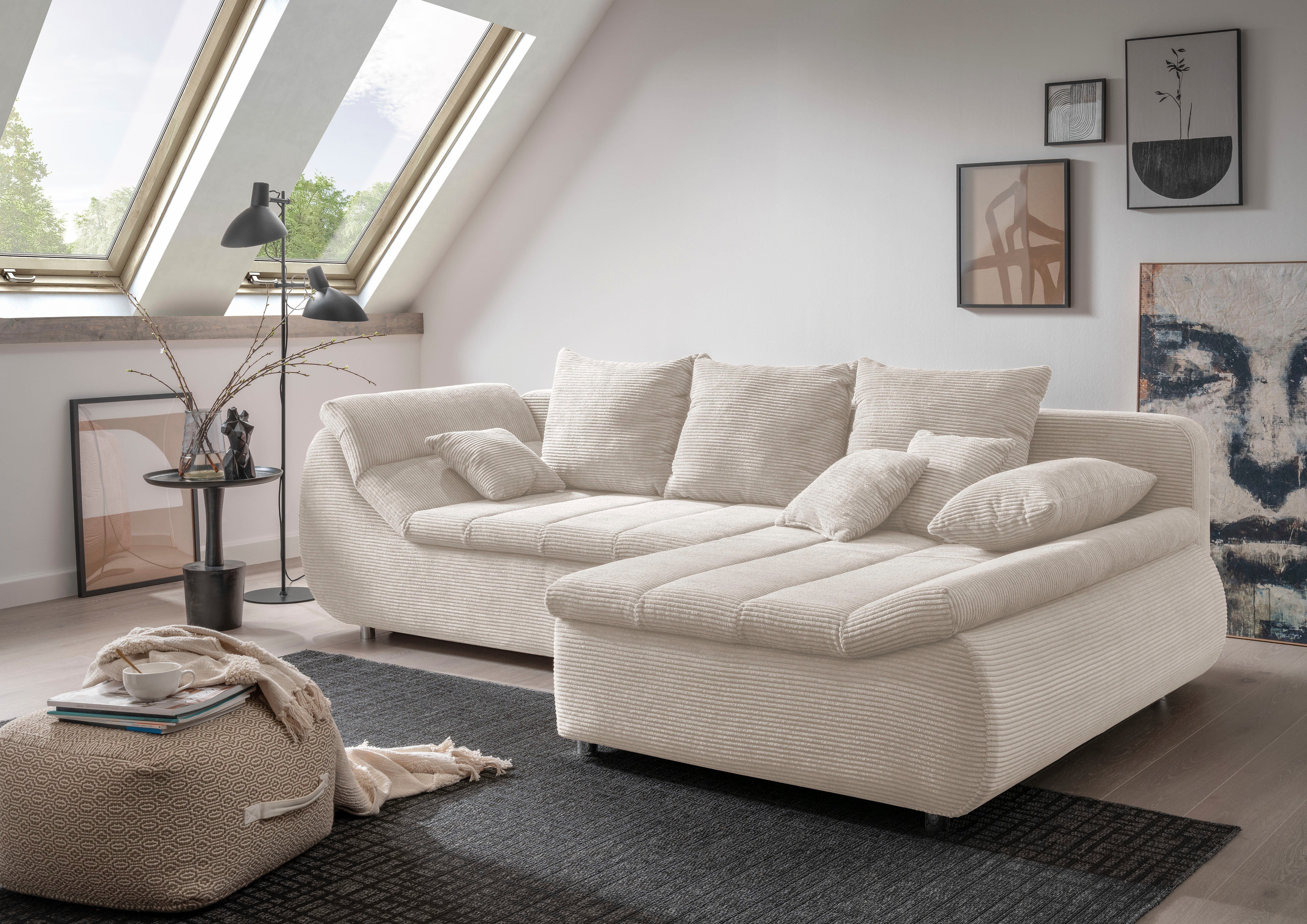 INOSIGN Ecksofa Imola, bequem, aktuelle Steppung im Sitz, L-Form, Breite 270cm, wahlweise mit Bettfunktion