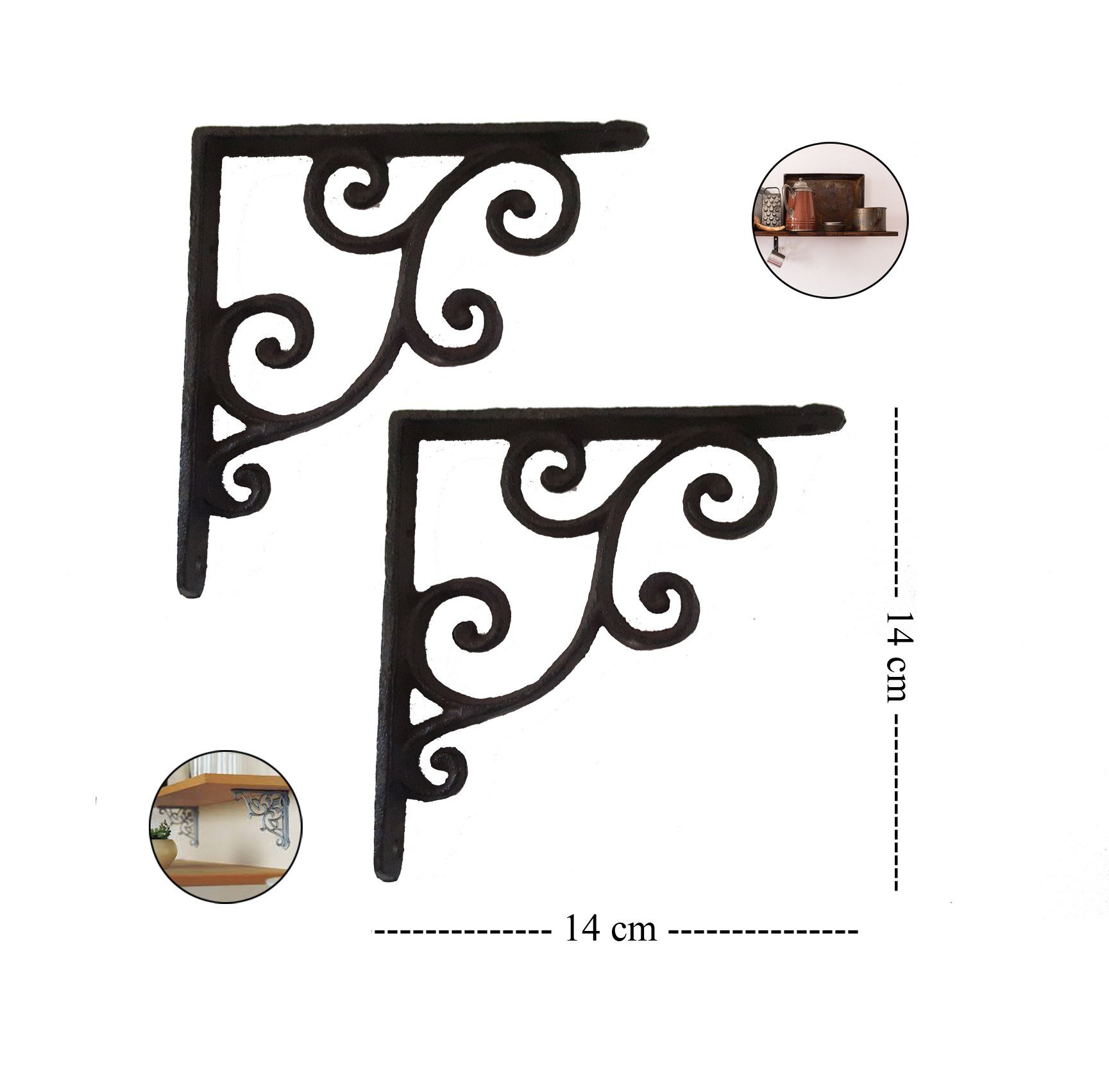 LB H&F Lilienburg Wandregalhalter LB H&F 2 Stück Wandregalträger Regalträger Träger Halterung, Regal selber bauen DIY Gusseisen Antik Stil Wandwinkel Regalhalter Konsole Wandkonsole Regalwinkel Landhaus Nostalgie Vintage Shabby Hygge Barock Ornament Wandkonsole Art Deco, Antik Design