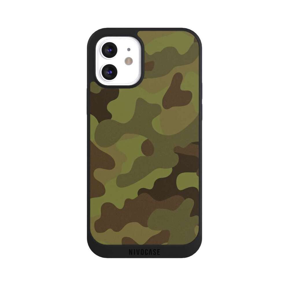 NIVOCASE Handyhülle Camouflage Tarnmuster Bundeswehr Military Denim Camo, Apple iPhone 12 Handyhülle Hülle NIVOpure Case Schwarz