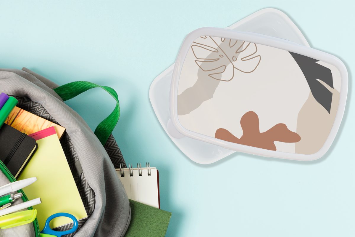 Weiß, - Kunststoff, Blätter (2-tlg), Erwachsene, und Brotdose, - Sommer Mädchen für MuchoWow Lunchbox für Brotbox Jungs Kinder und