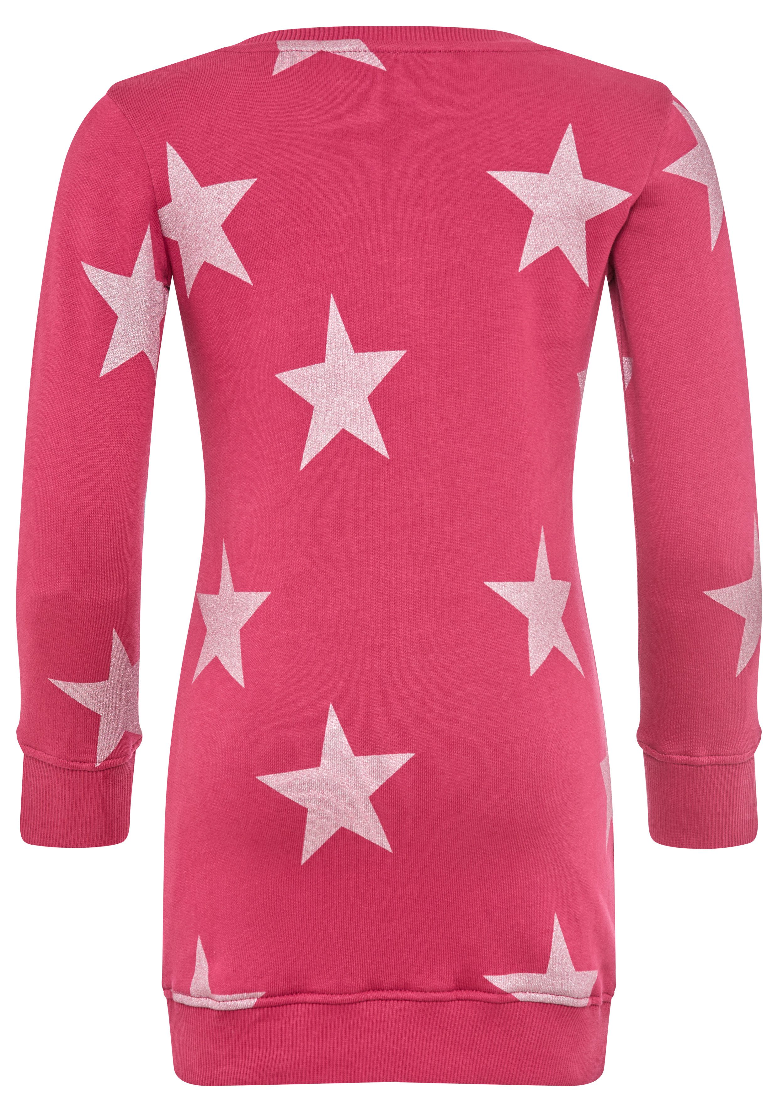 KIDSWORLD Sweatkleid Sterne-Allover Kleid für kleine Mädchen Sweatkleid mit Glitzerdruck