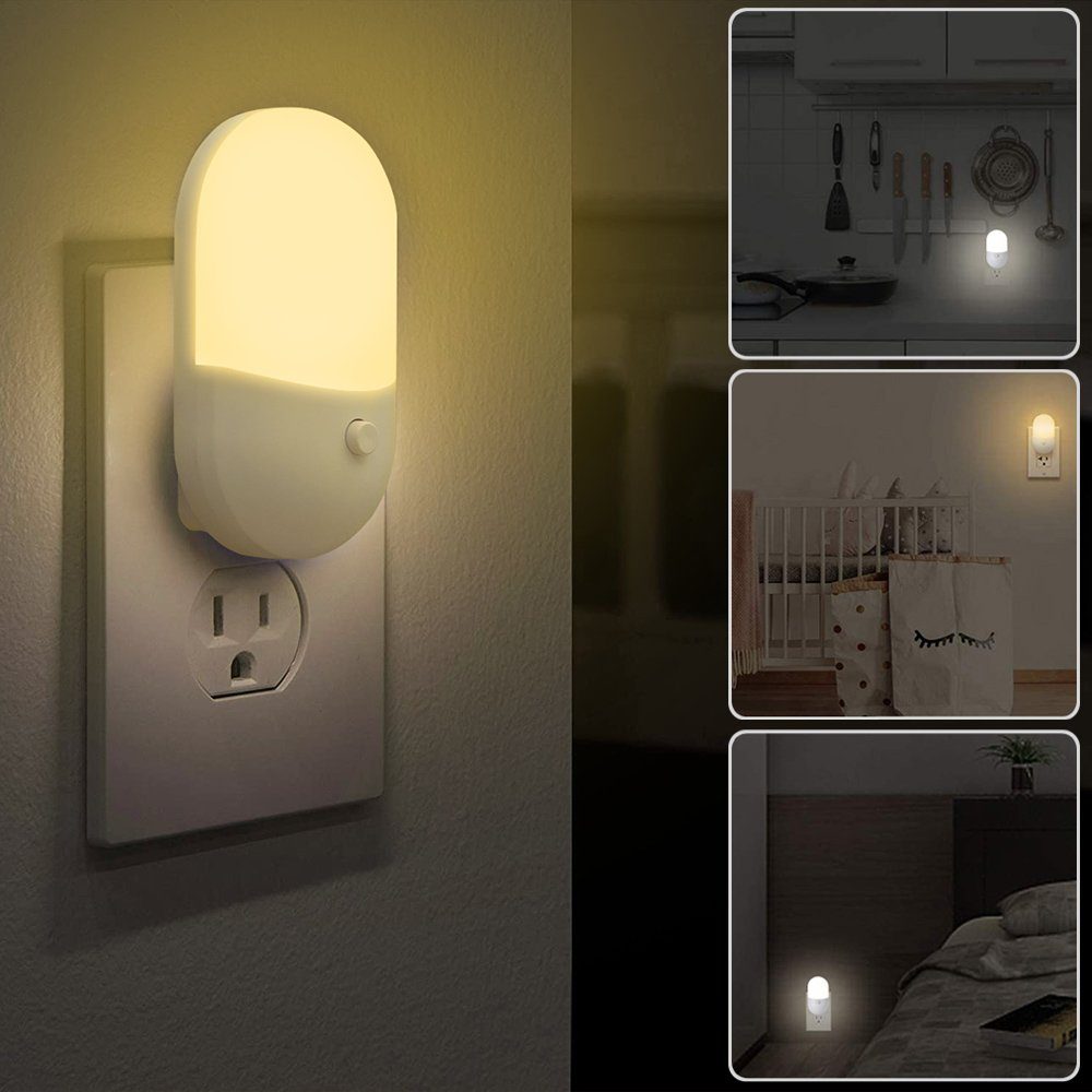 Qelus Nachtlicht LED für Nachtlicht Schlafzimmer, Nachtlicht Stromsparende, warmweiß/weiß Steckdose, Kinderzimmer, weiß, Kinder warmweiß