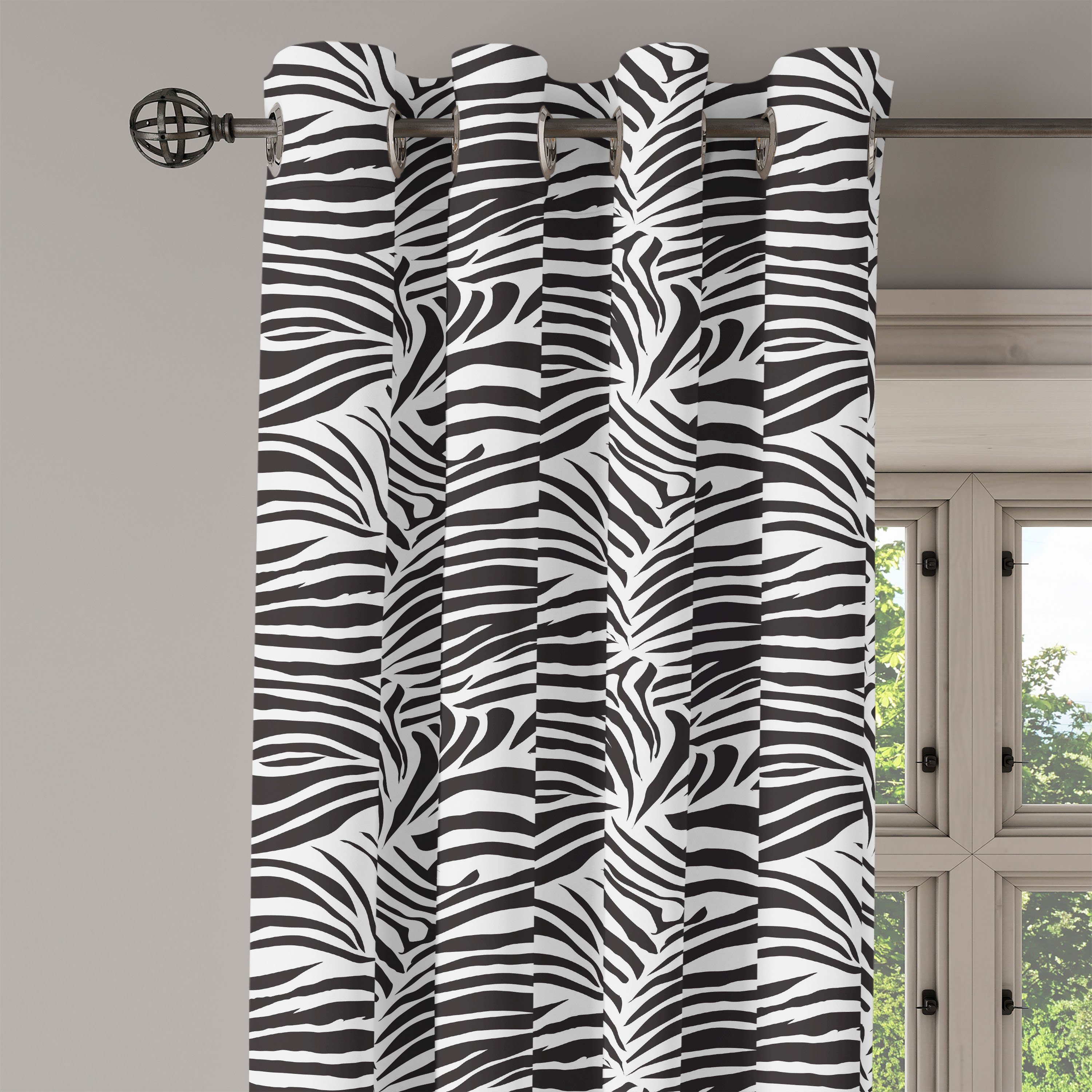 Wilde Dekorative 2-Panel-Fenstervorhänge Zebra-Linien Wohnzimmer, Schwarz-Weiss Schlafzimmer für Gardine Abakuhaus,