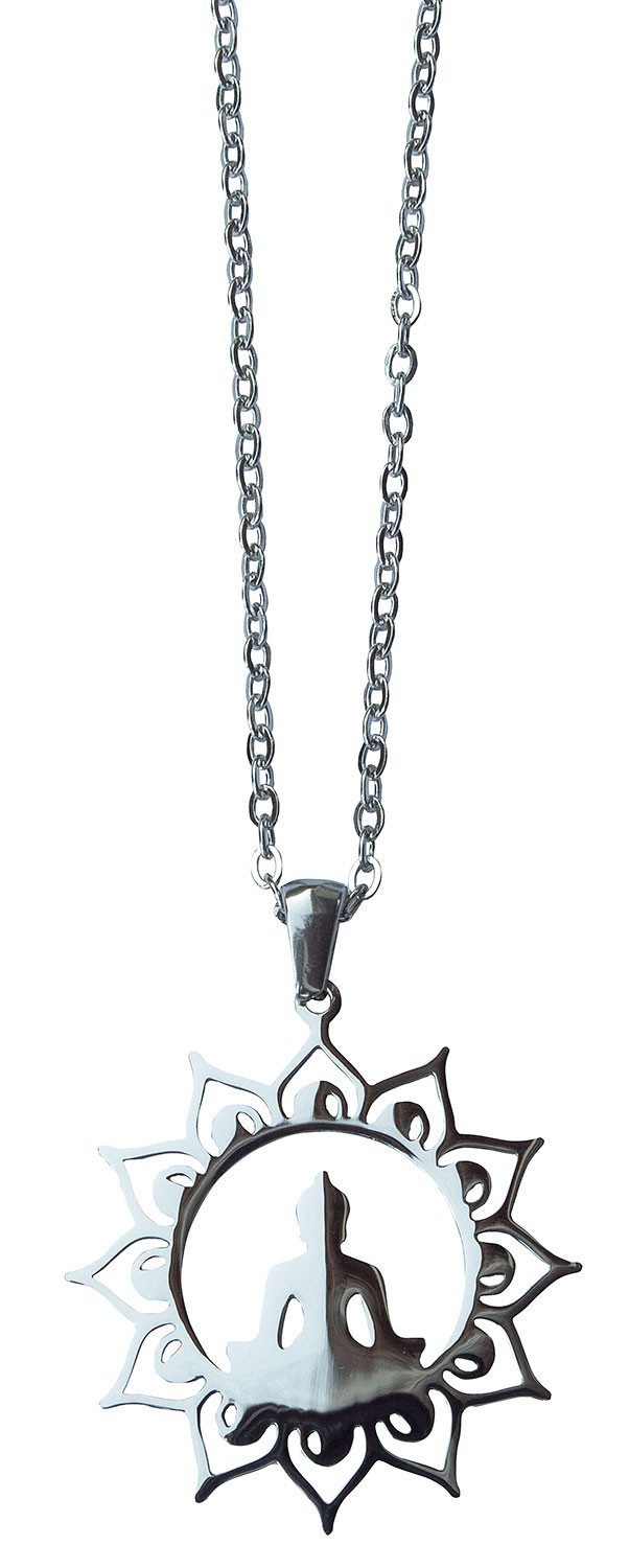 Kette mit Anhänger Halskette "Buddha Lotus" Edelstahl 3cm mit 50cm Edelstahlkette
