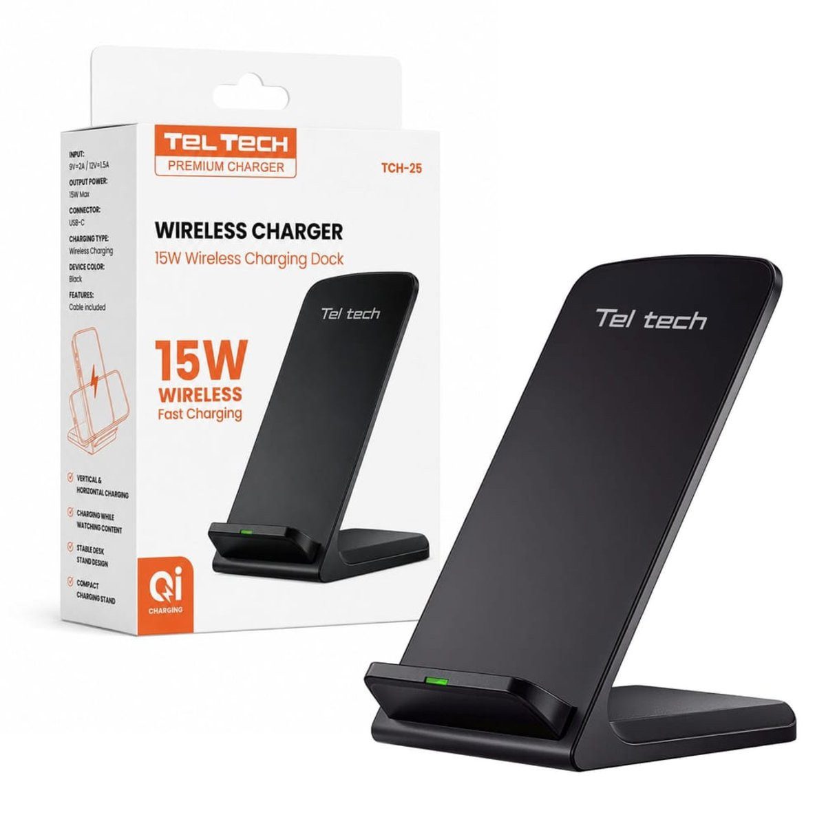 Wisam Teltech Induktives Wireless-Ladegerät 15W TCH-25 Smartphone-Ladegerät