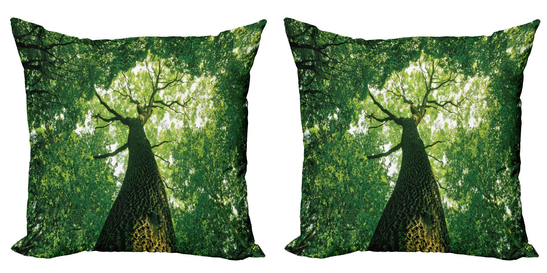 Kissenbezüge Modern Accent Doppelseitiger Digitaldruck, Abakuhaus (2 Stück), Natur Blätter Baum-Zweig