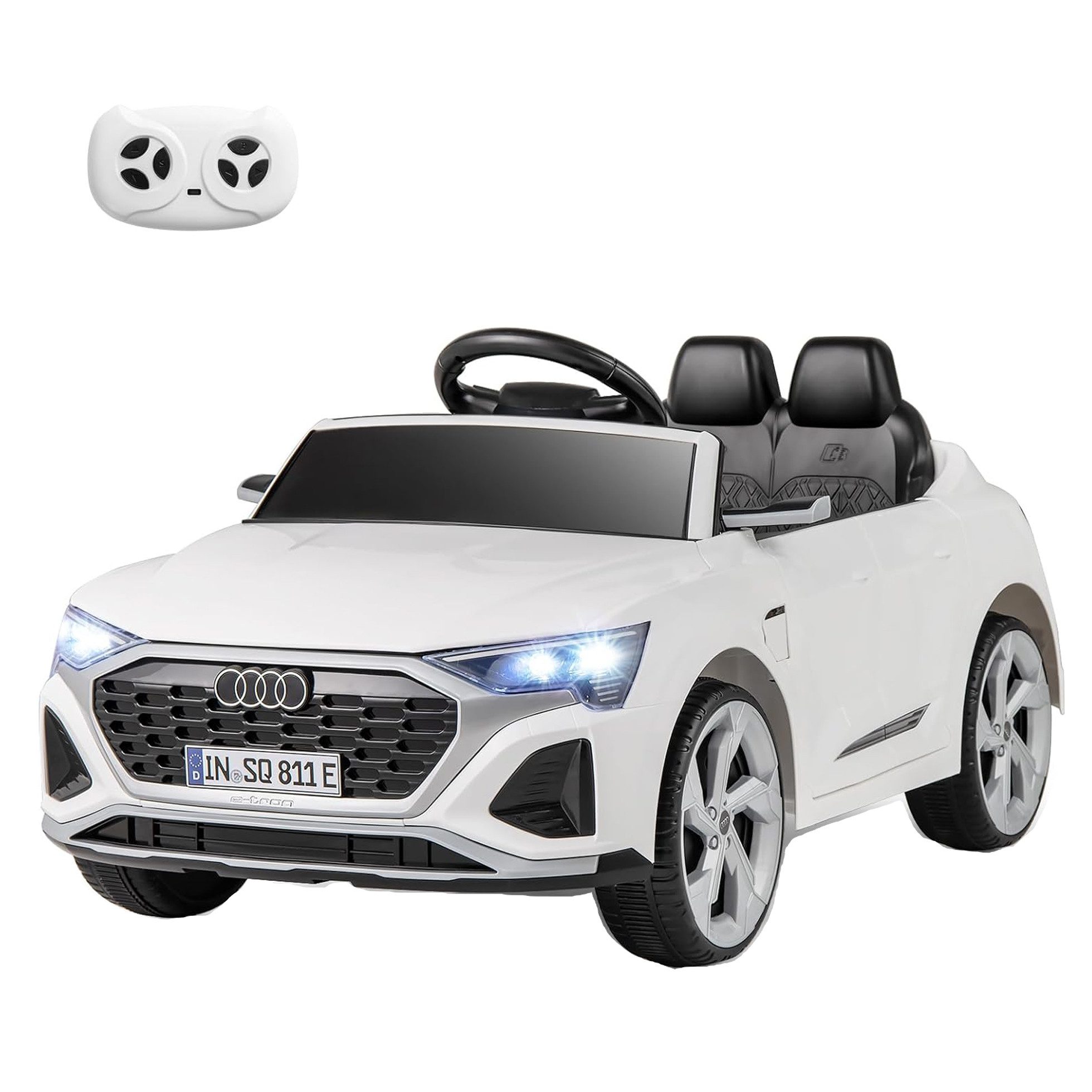 KOMFOTTEU Elektro-Kinderauto, Belastbarkeit 30 kg, Audi SQ8, 12-V-Elektrofahrzeug mit 2,4-G-Fernbedienung