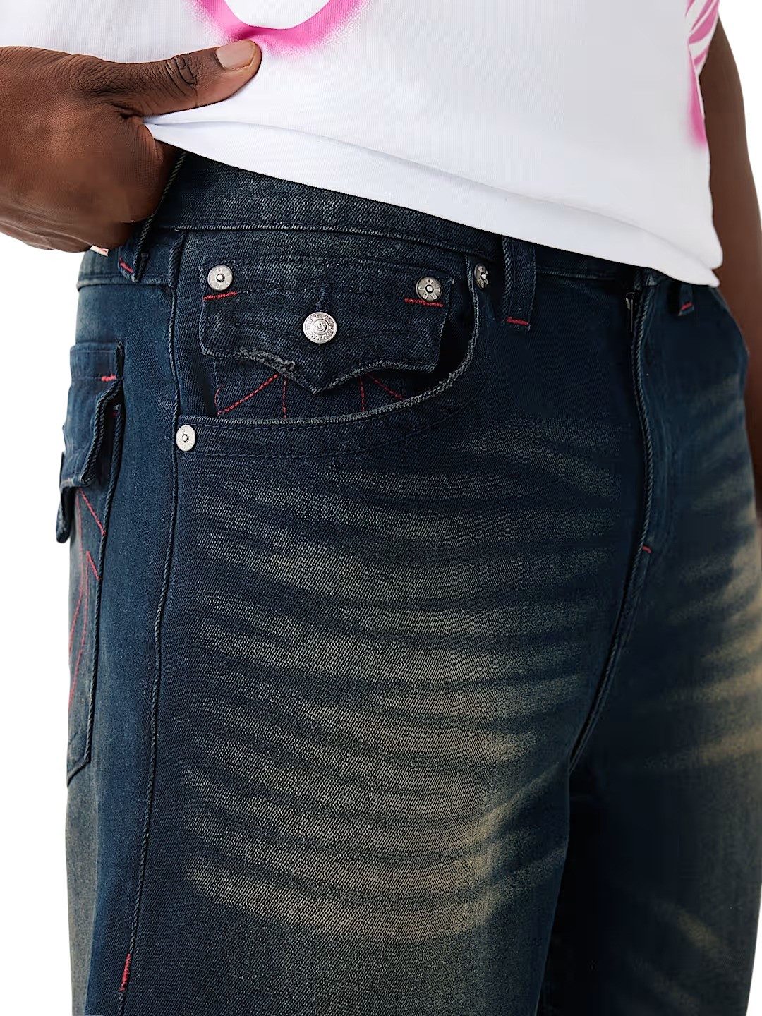 True Religion Relax-fit-Jeans Jeans True Religion Vinny SN Flap (1-tlg) Getönte Waschung mit übertriebenen Schnurrhaaren – Bild 4 von 5