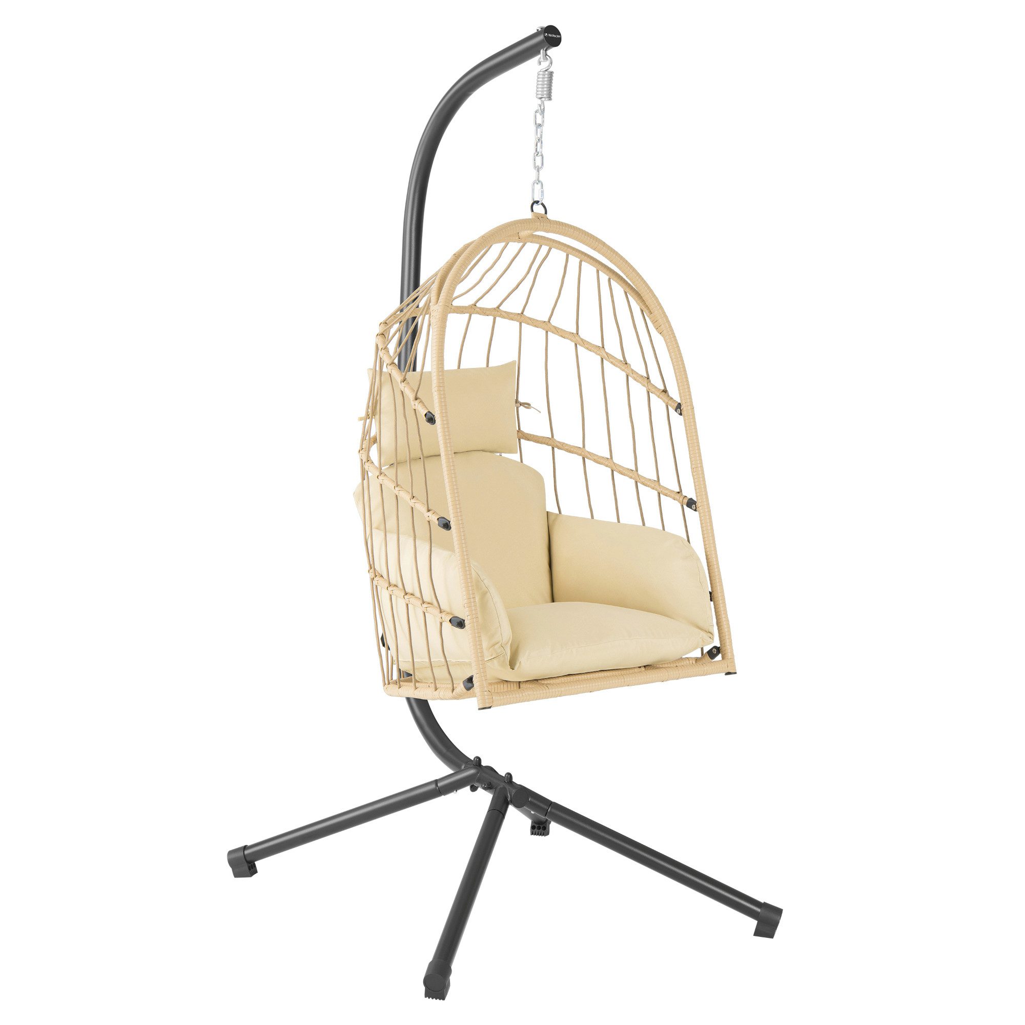 HinHocker Hängesessel mit Gestell, Creme, Ergonomischer Sessel inkl