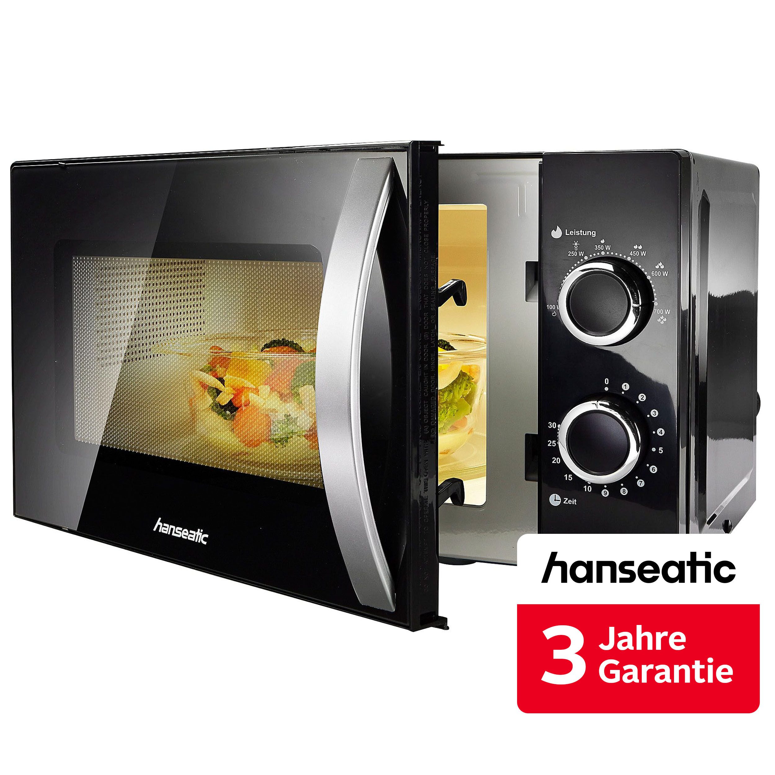Hanseatic Mikrowelle SMH207P3H-P, schwarz, Mikrowelle, 20 l, inkl. 3 Jahre Herstellergarantie