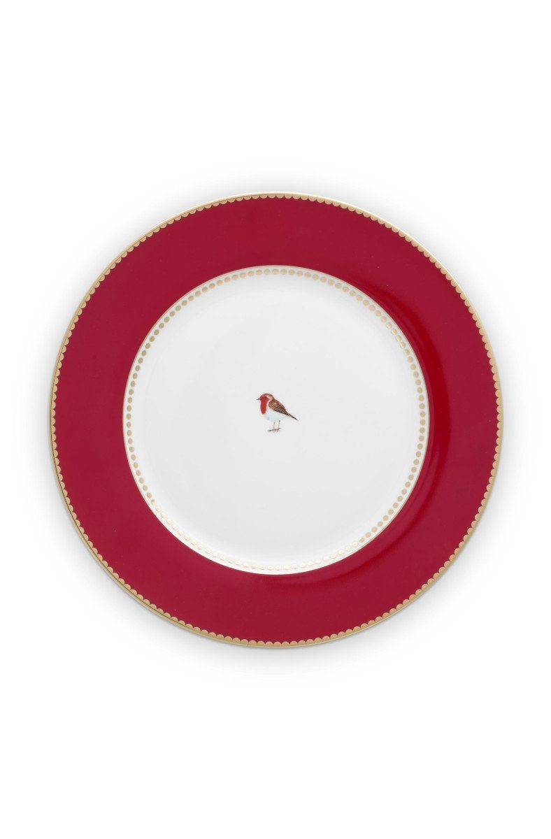 PiP Studio Speiseteller Love Birds Speiseteller rot 26,5cm, Plate Love Birds Red 26.5cm
