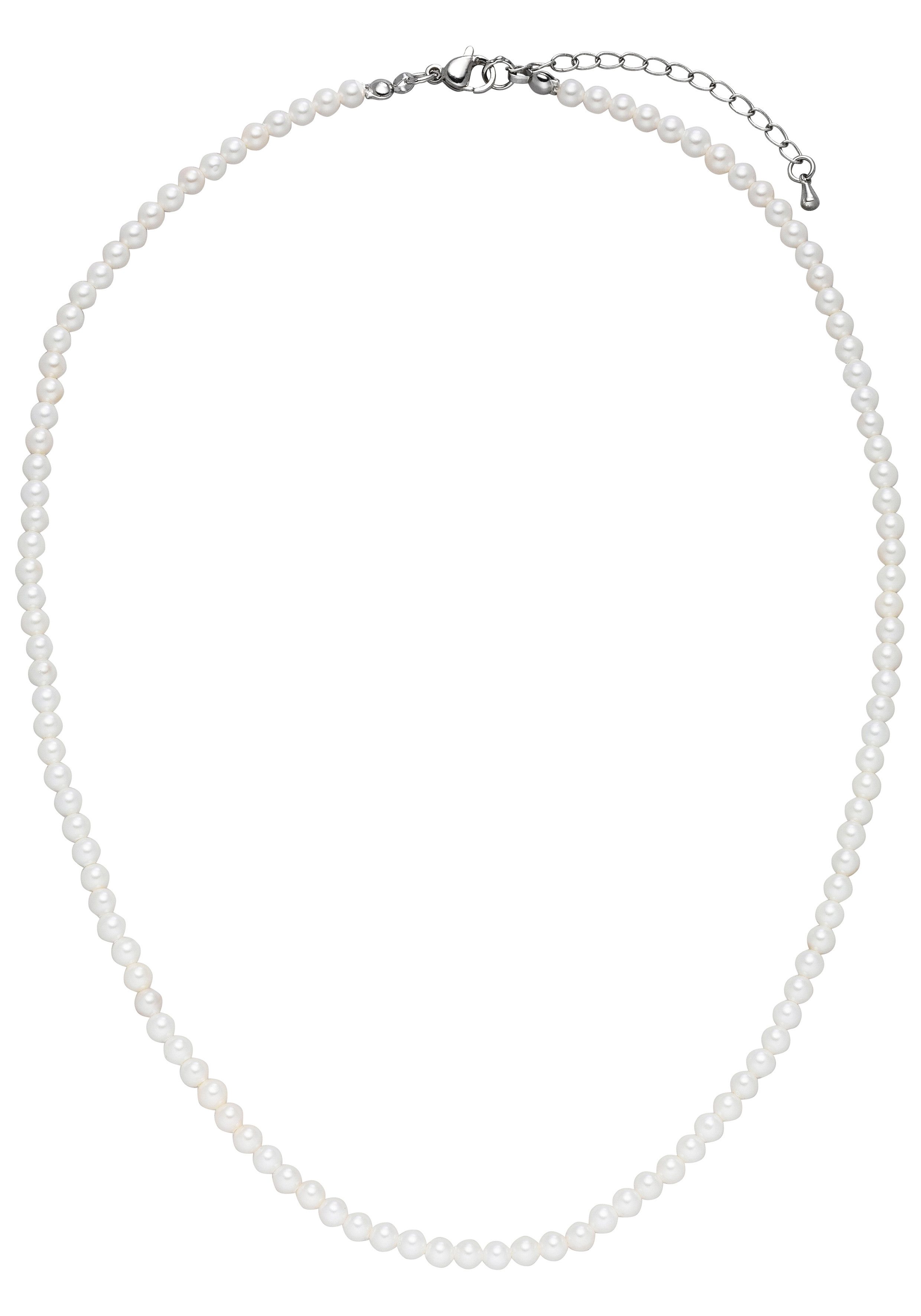 JOBO Kette ohne Anhänger Perlenkette weiß, Muschelkern Perlen 4 mm 50 cm