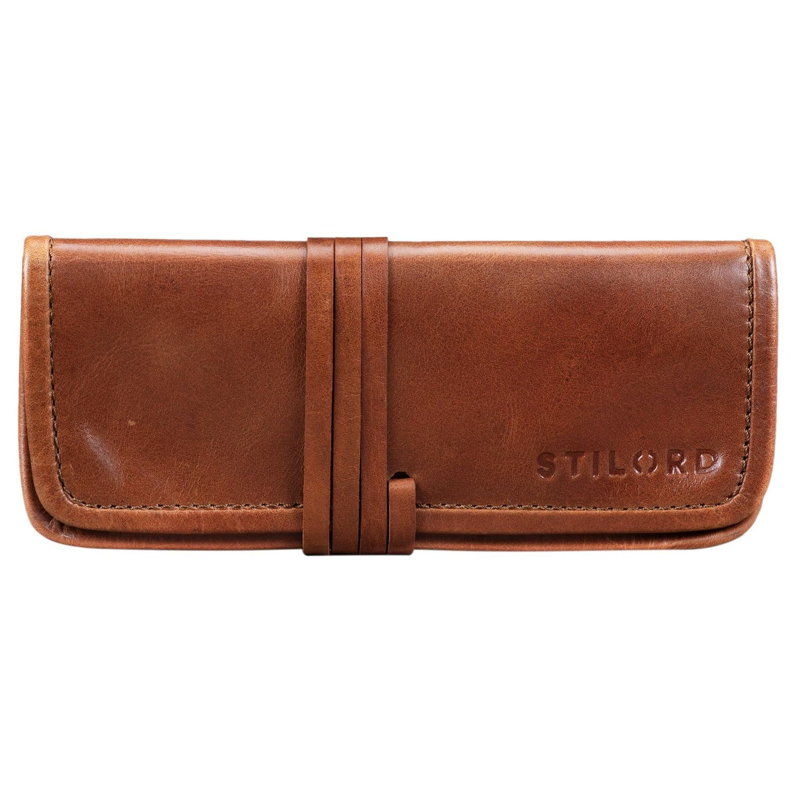 Federmäppchen "Lenny" - Leder STILORD cognac glänzend Vintage Etui