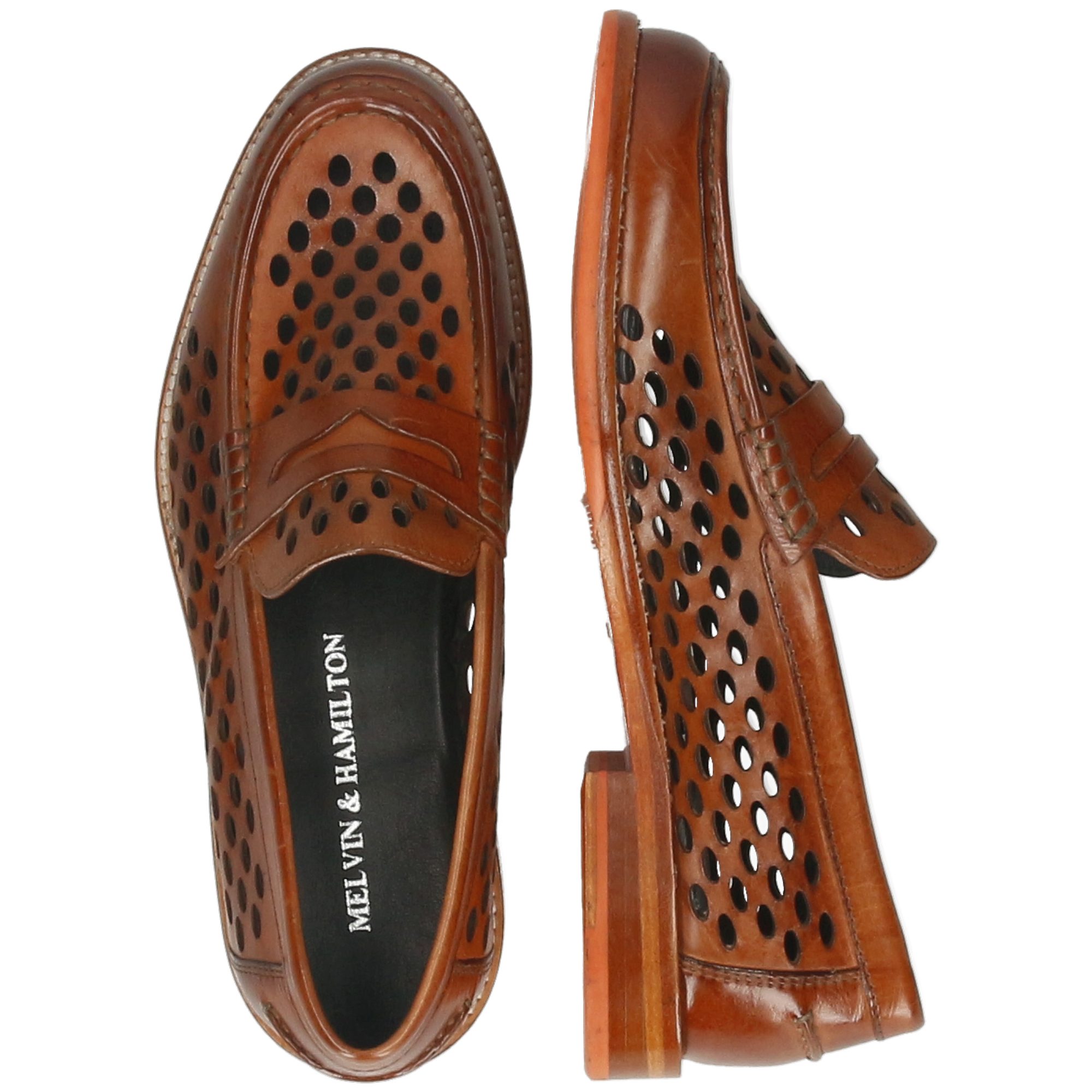 Melvin & Hamilton Gianna 23 Leder-Loafers für Damen Loafer Flache Absätze, Echtes Leder, Vegetabile Gerbung