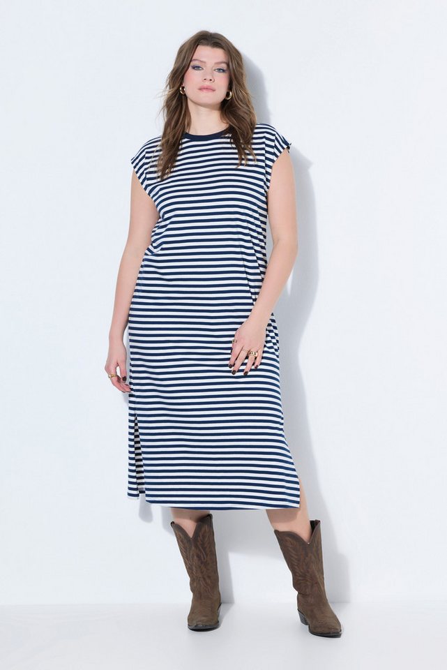 Studio Untold Jerseykleid Jersey Kleid oversized Ringel Rundhals ärmellos
