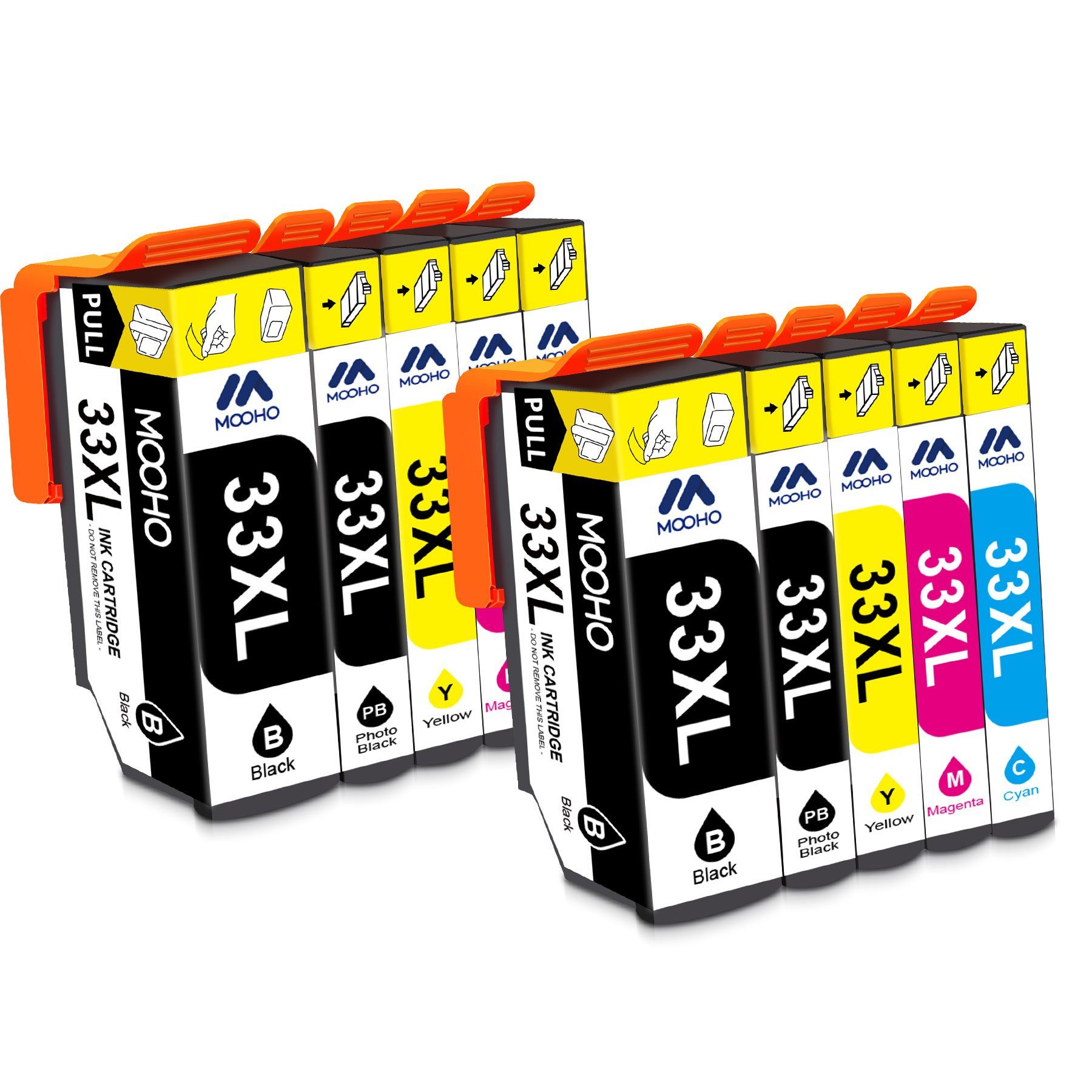 XL EPSON Tintenpatrone XP630 33 XP635 33XL XP530 MOOHO XP830 für XP540 2PGBK+2Schwarz+2Cyan+2Magenta+2Gelb (10er-pack) XP640
