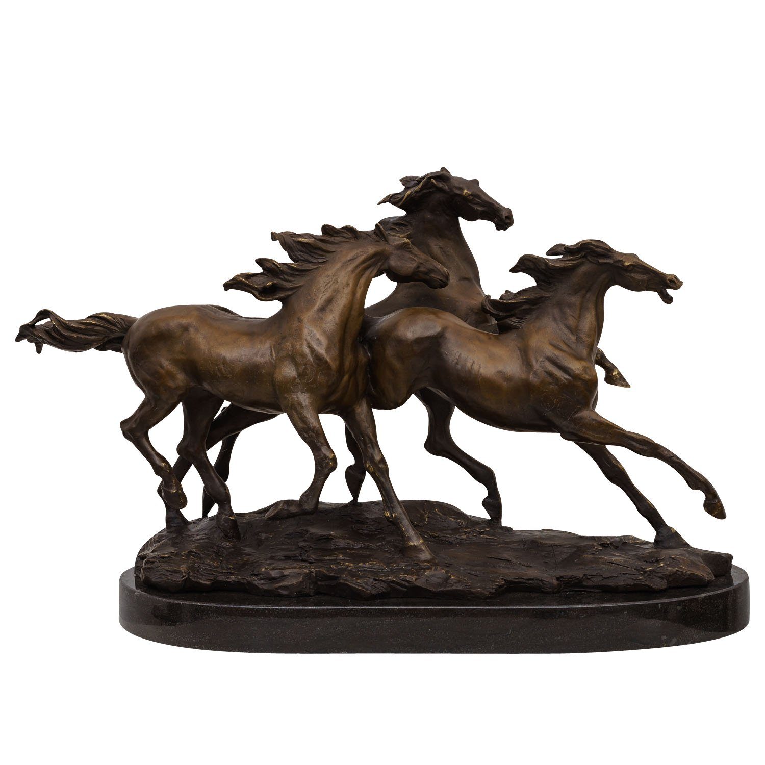 Skulptur »Bronzeskulptur 3 galoppierende Pferde Deko Moderne Skulptur Antik-Stil  45cm«