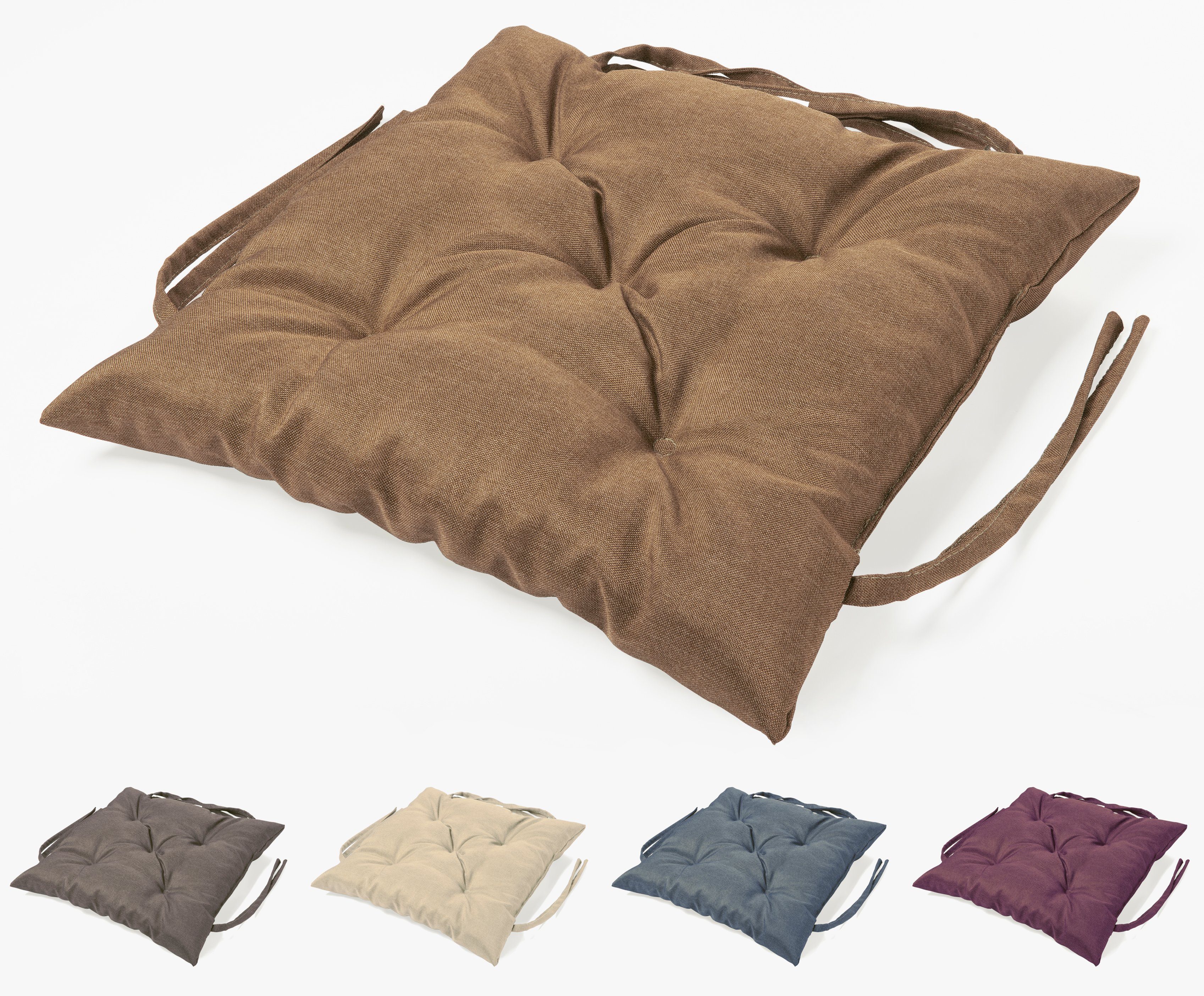 sunnypillow Bankauflage Bankauflage Stuhlkissen viele Farben und Größen zur Auswahl, 40 x 40 cm braun