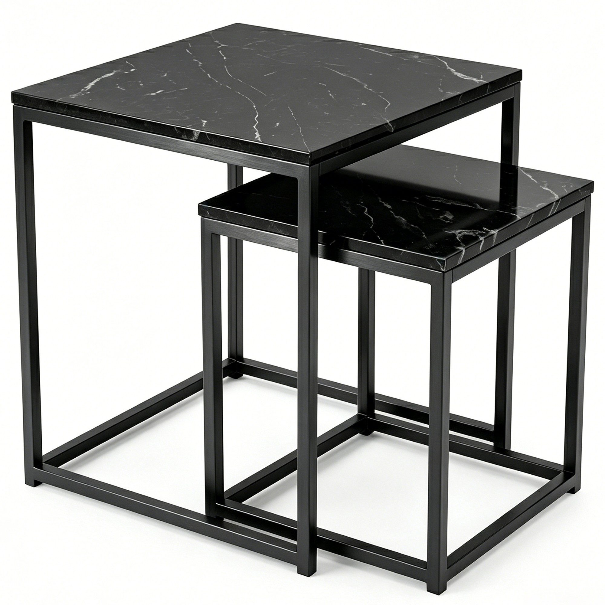 BIGTREE Couchtisch Wohnzimmertisch Set Rund /Quadratisch Wohnzimmer Tisch (2-St., 2er-Set), Maße: groß:40×40×50cm klein:30×30×40cm
