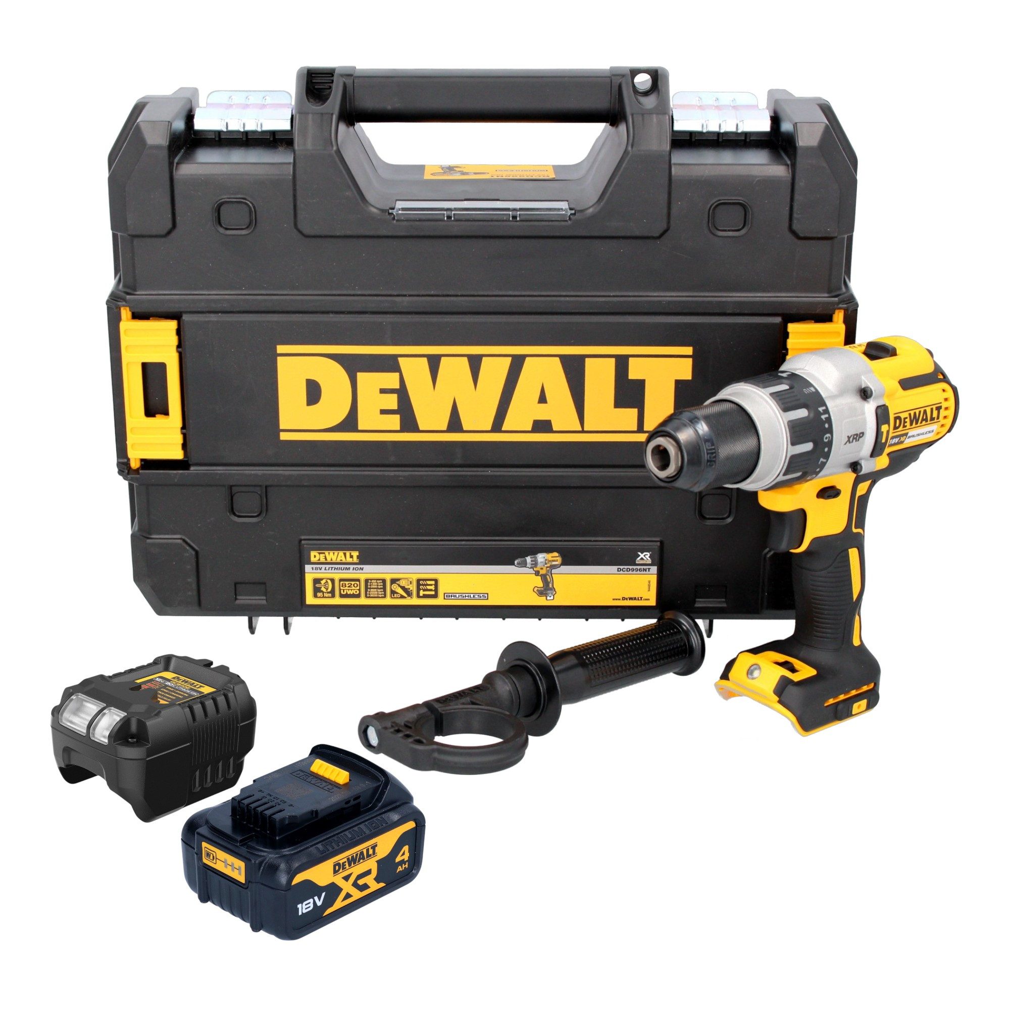 DeWalt Schlagbohrmaschine DCD 996 M1T 18 V 95 Nm Brushless + 1x Akku 4,0 Ah + Ladegerät + TSTAK