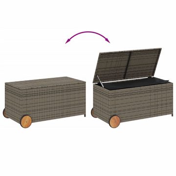 vidaXL Gartenbox Gartentruhe mit Rollen Grau 190L Poly Rattan