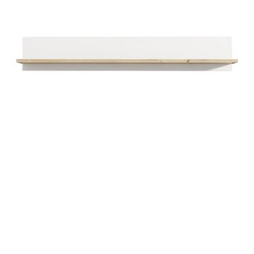 möbelando Wandboard Chelles, Modernes Wandboard aus Spanplatte in Weiß matt, Absetzung in Bianco Eiche Nachbildung mit 1 Ablageboden. Breite 160 cm, Höhe 25,6 cm, Tiefe 21,9 cm