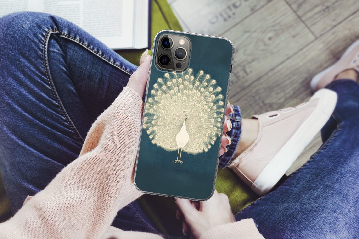 MuchoWow Handyhülle für Apple iPhone 12 Pro Vogel - Blau - Vintage, Smartphone-Bumper, Print, Handy Schutzhülle Dünn