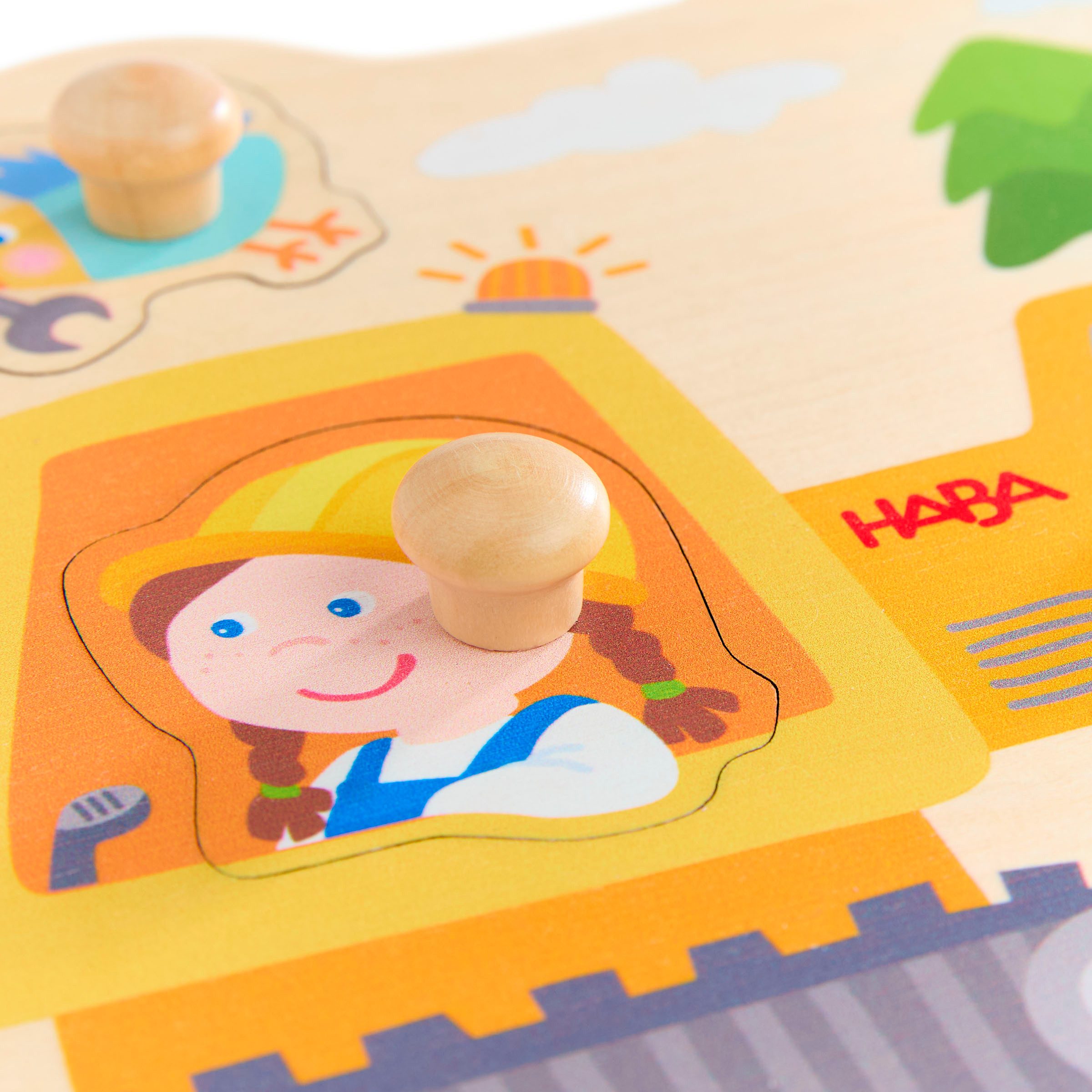 Haba Steckpuzzle Bagger, 6 Puzzleteile