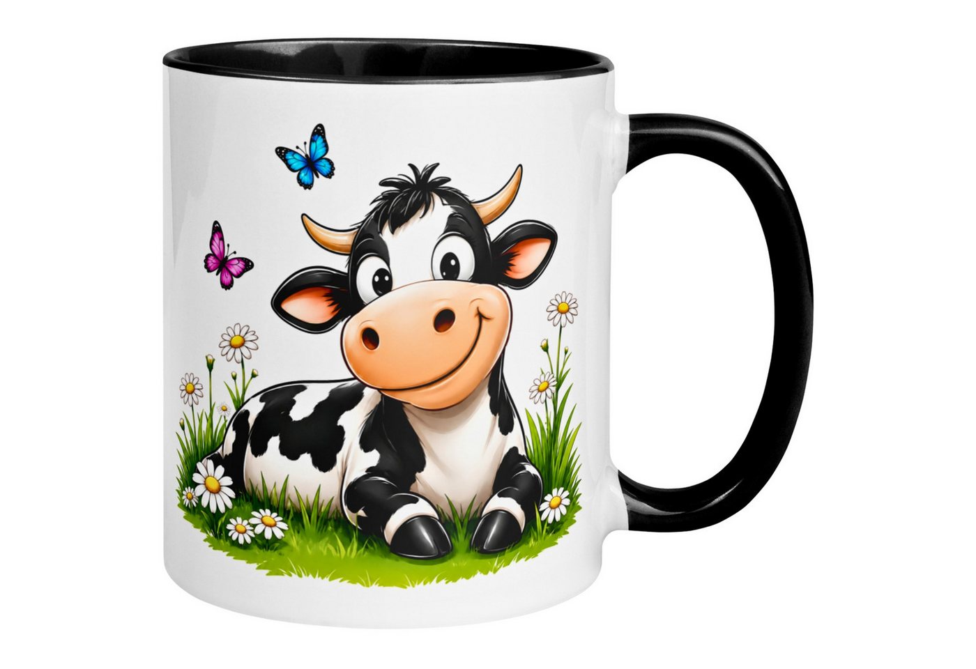 Momentals Tasse Kuh – „Süße Kuh auf der Wiese“ – Geschenk Becher für Landwirte, Gratis Versand · Links-&Rechtshänder · Spülmaschinenfest