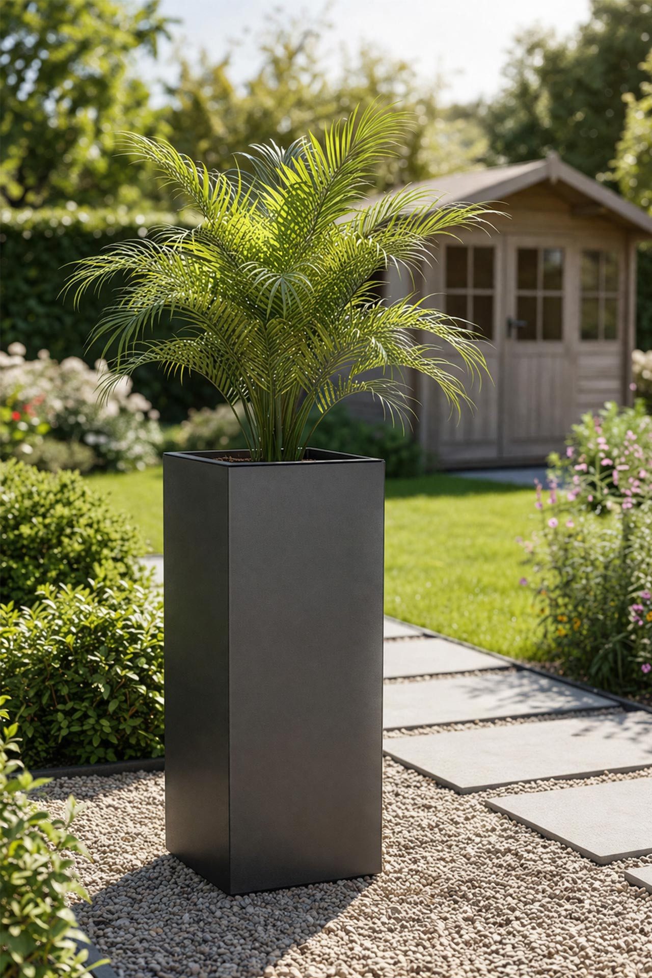 VIVANNO Pflanzkübel Zink BLOCK Säule - Anthrazit Matt (1 St), 40x40x100 cm