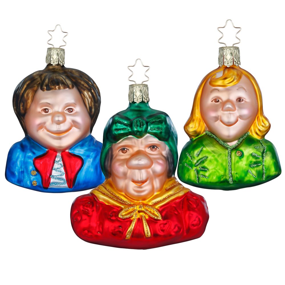 INGE-GLAS® Christbaumschmuck Märchen, Max und Moritz von Wilhelm Busch (3-tlg), mundgeblasen, handbemalt