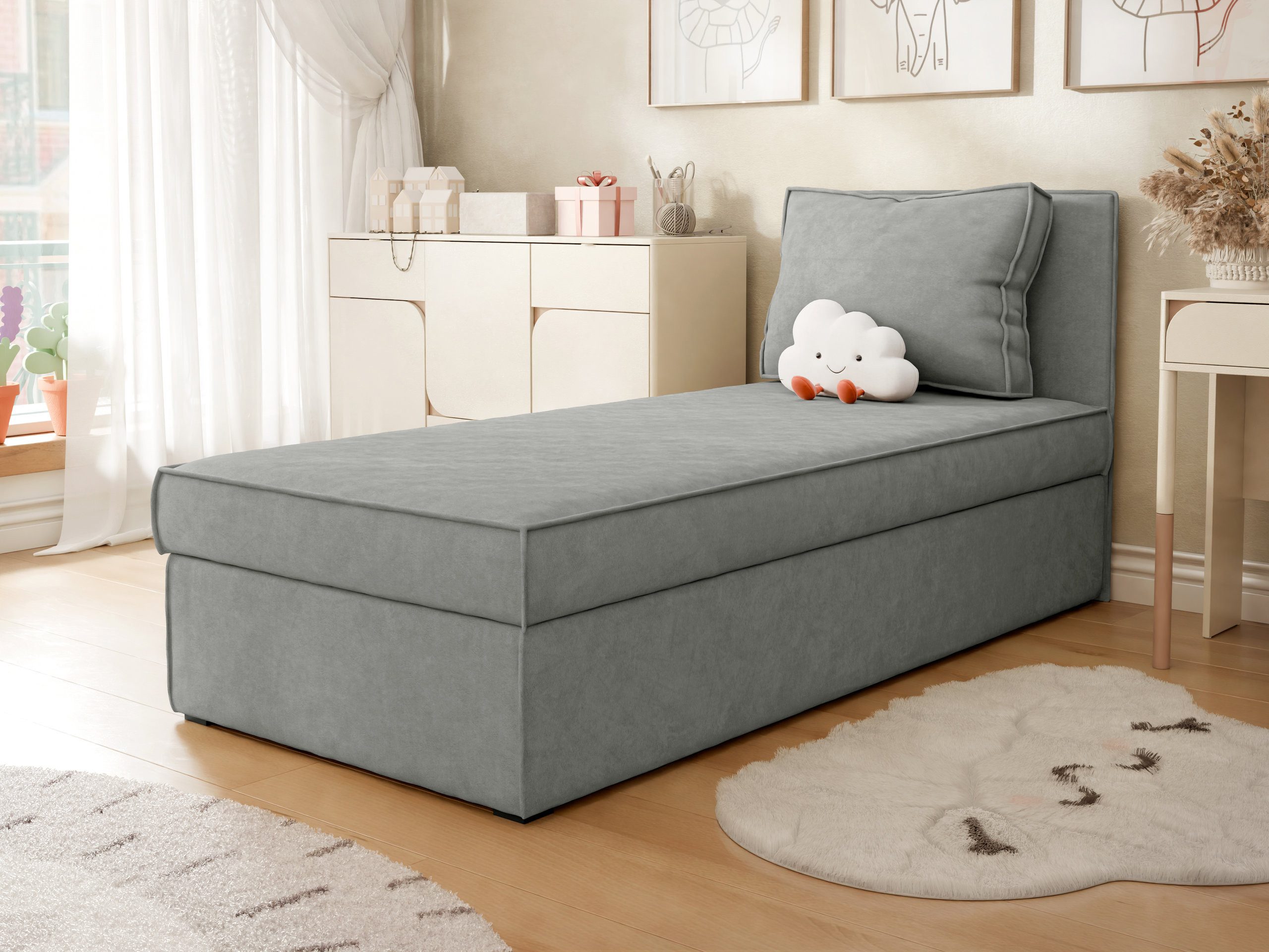 MIRJAN24 Boxspringbett Posi (mit Bettkasten, Gepolstert Kopfteil), 205x92x91 cm