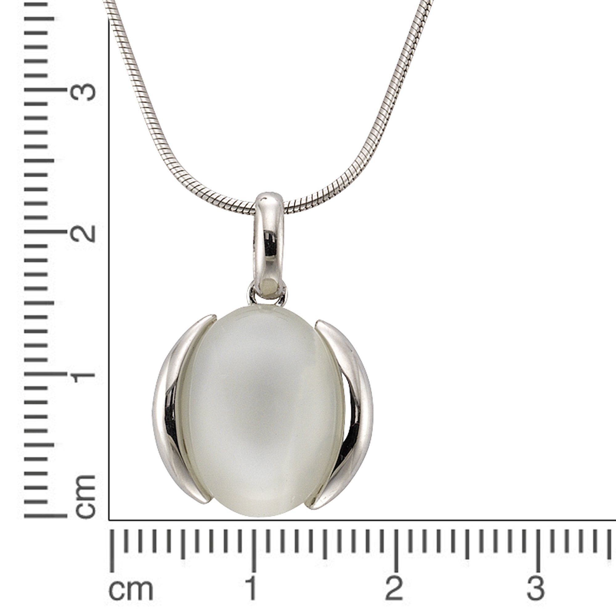 Zeeme Kette mit Anhänger Silber 925 rhodiniert mit echtem Mondstein 16x12mm günstig online kaufen
