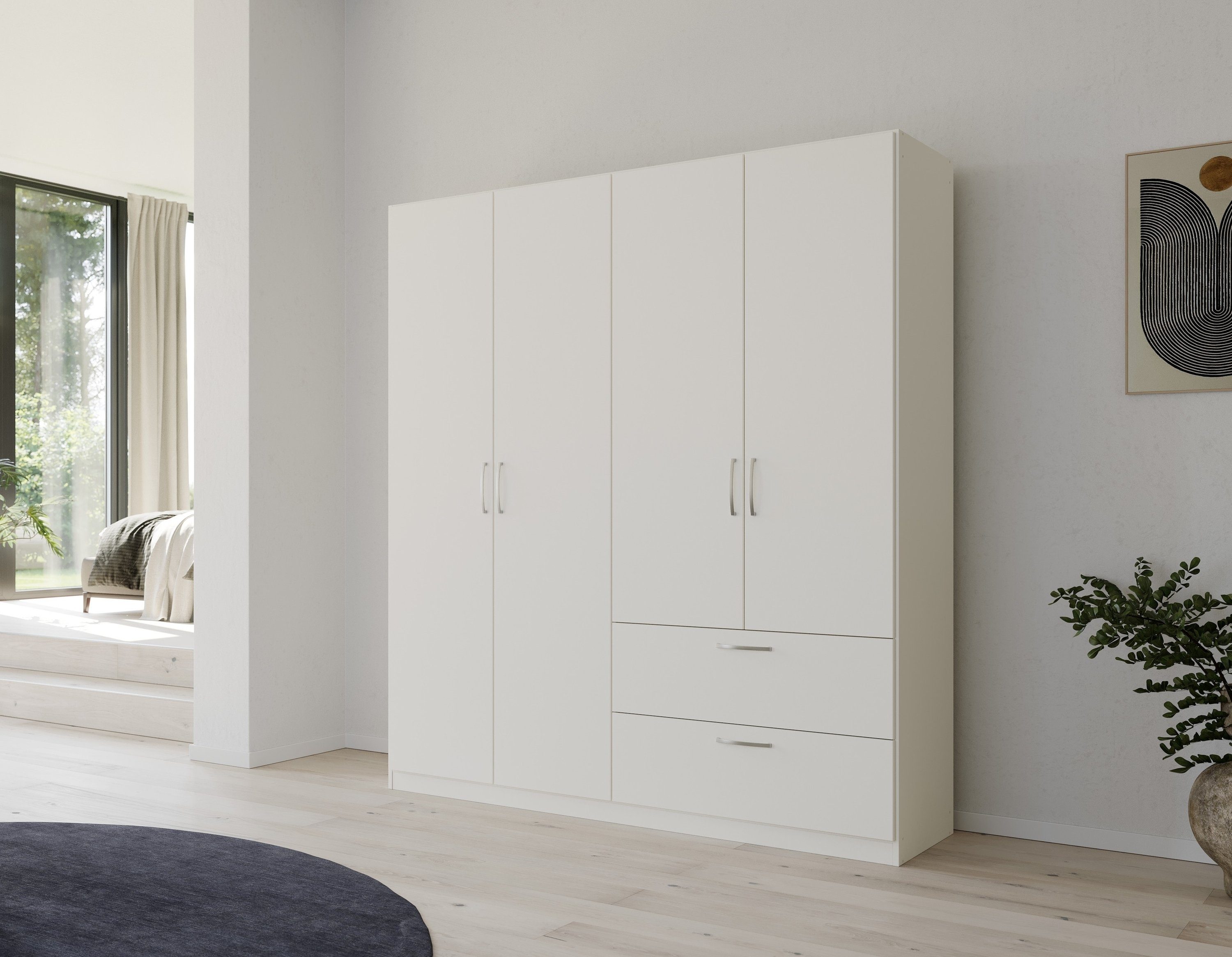 rauch Drehtürenschrank Kleiderschrank Schrank Garderobe Ankleide PURE BY QUADRA SPIN (Breiten: 181/226/271 cm, Höhe 210 cm) in puristischem Design mit Griffen in Alufarben MADE IN GERMANY