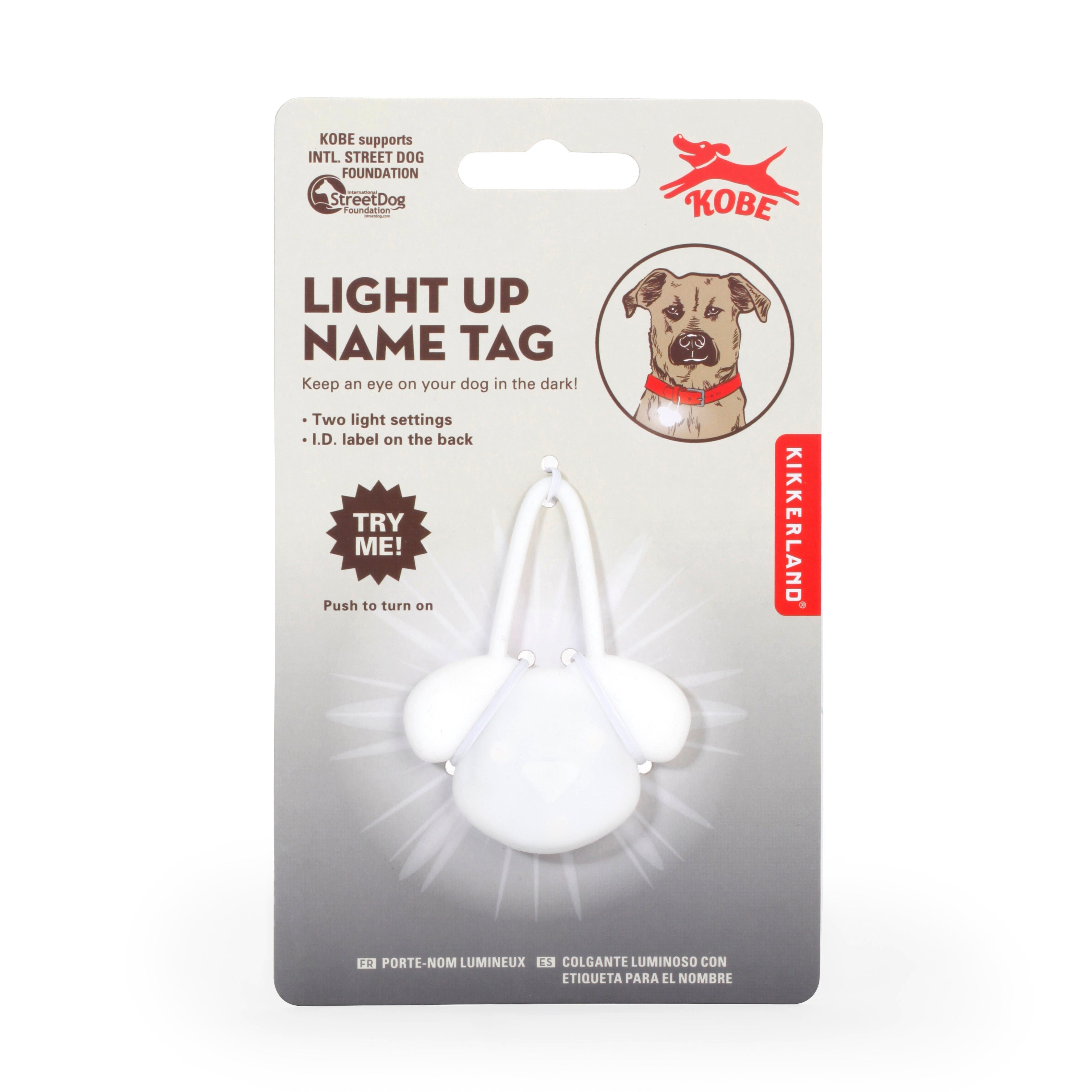 Kikkerland Hunde-Erziehungsgeschirr Kobe Light Up Name Tag LED-Licht für deinen Hund bei Nacht & Dämmerung, PVC, Hund, LED-Licht, Sicherheit, Nacht, Spaziergang, sichtbar, wetterfest