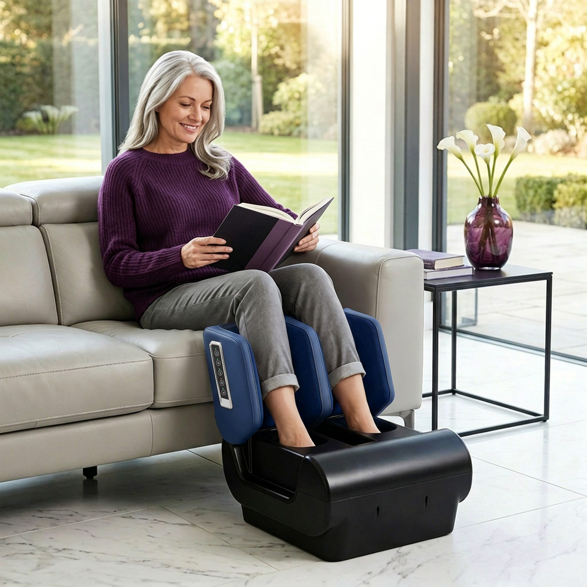HOMCOM Shiatsu-Massagegerät Beinmassagegerät mit Wärme, Luftkompression, Set 2-tlg., 1*Massagegerät, 1*Bedienungsanleitung, 2-in-1 Fuß- und Beinmassage, Wärme, Timer