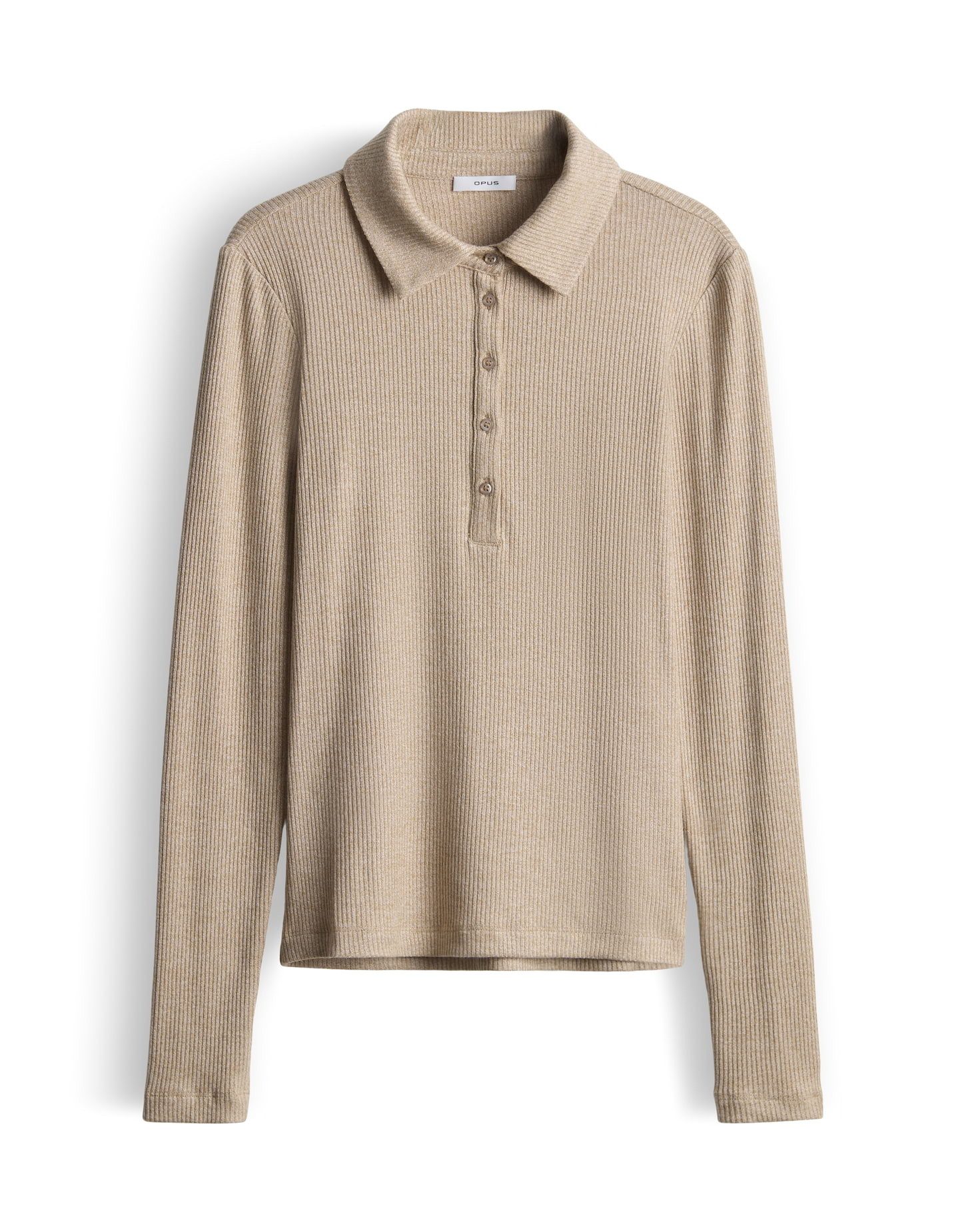 Langarm-Poloshirt SULONA Slim mit Rippenstruktur