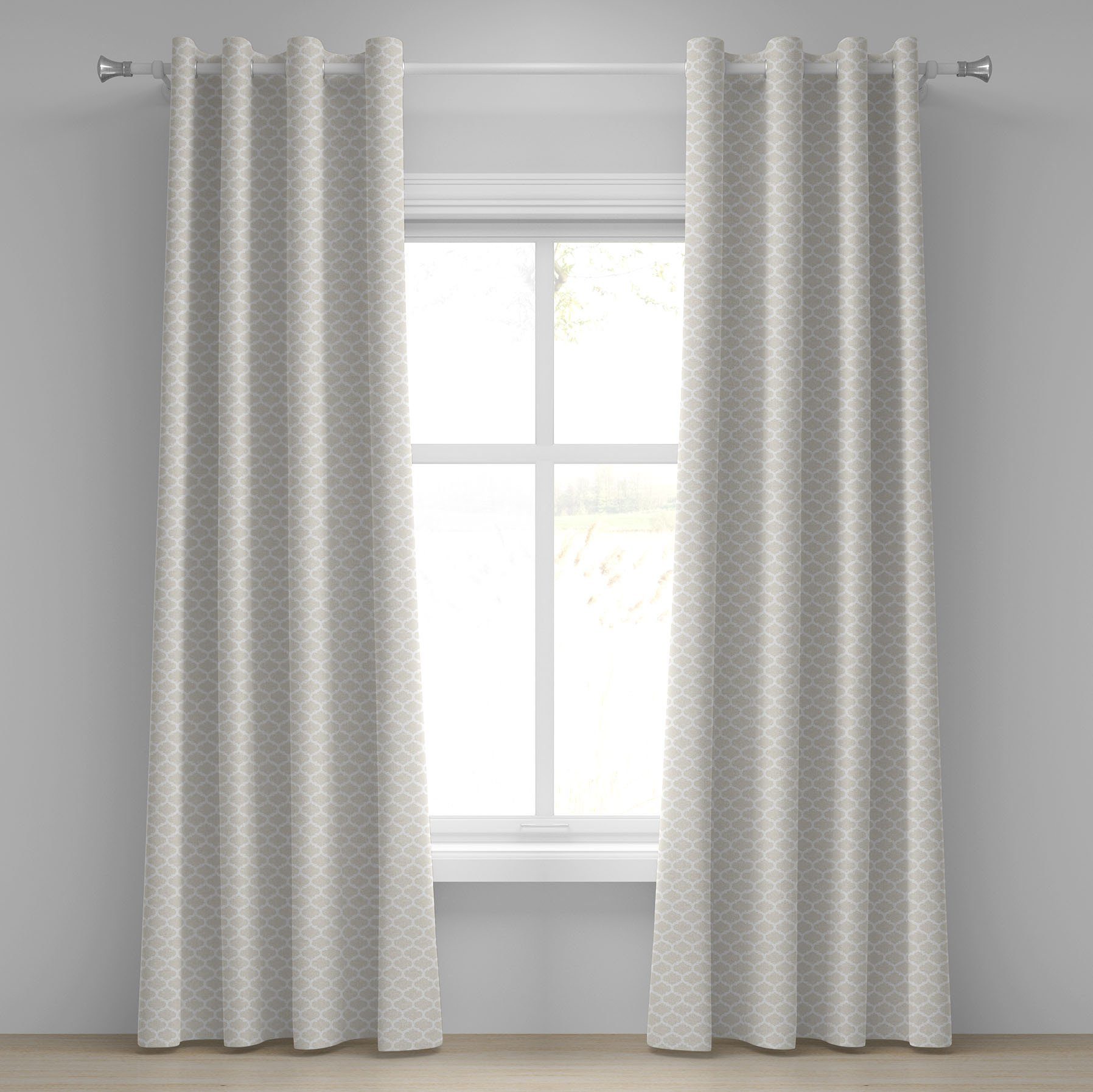 Klassische Schlafzimmer Beige für Gardine 2-Panel-Fenstervorhänge Empfindliche Reihen Dekorative Abakuhaus, Wohnzimmer,