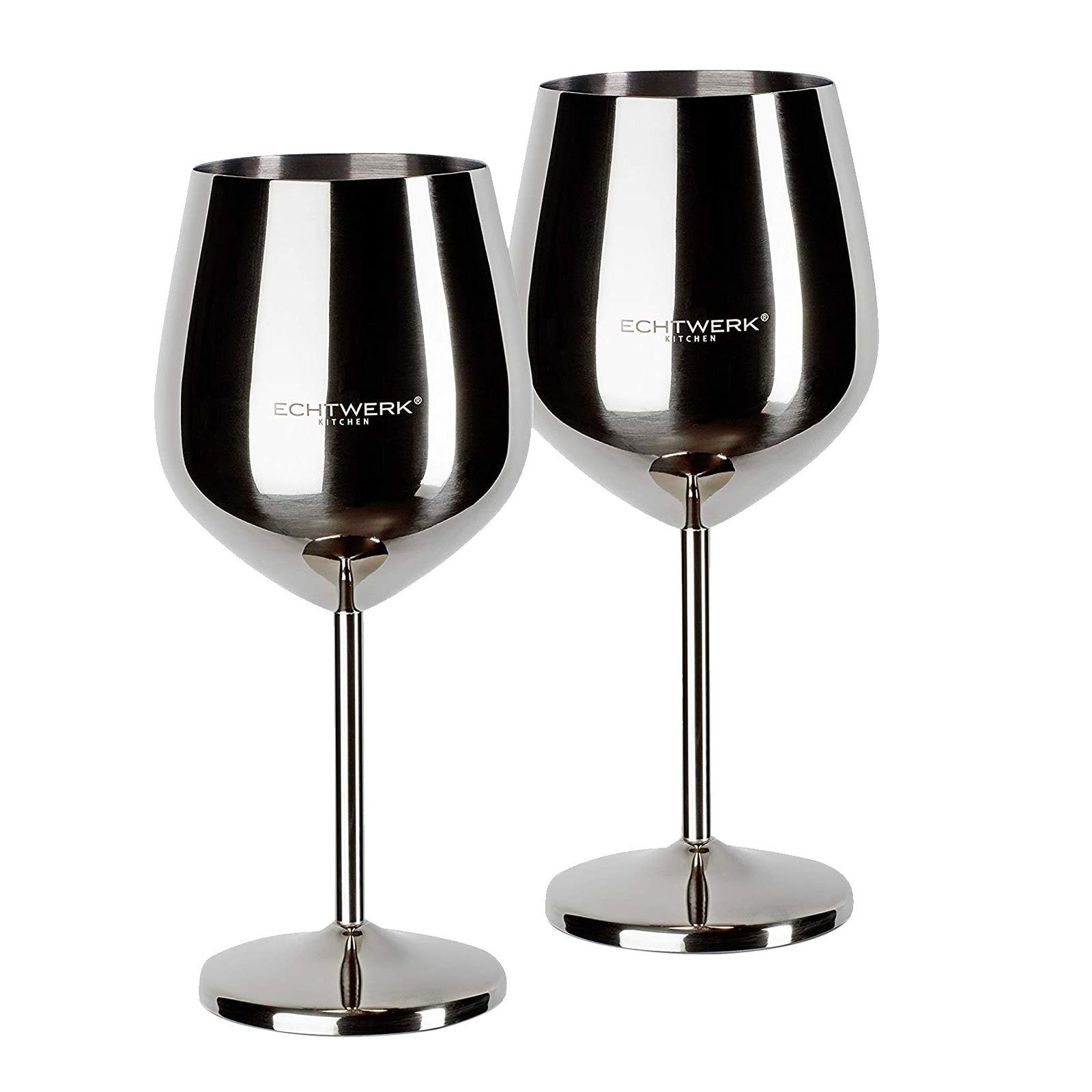 ECHTWERK Tasse Weingläser aus Edelstahl 2tlg., 2-tlg., Edelstahl, bruchsichere Weinkelche, Weingläser Set, Bordeaux-Glas, Burgunder-Glas